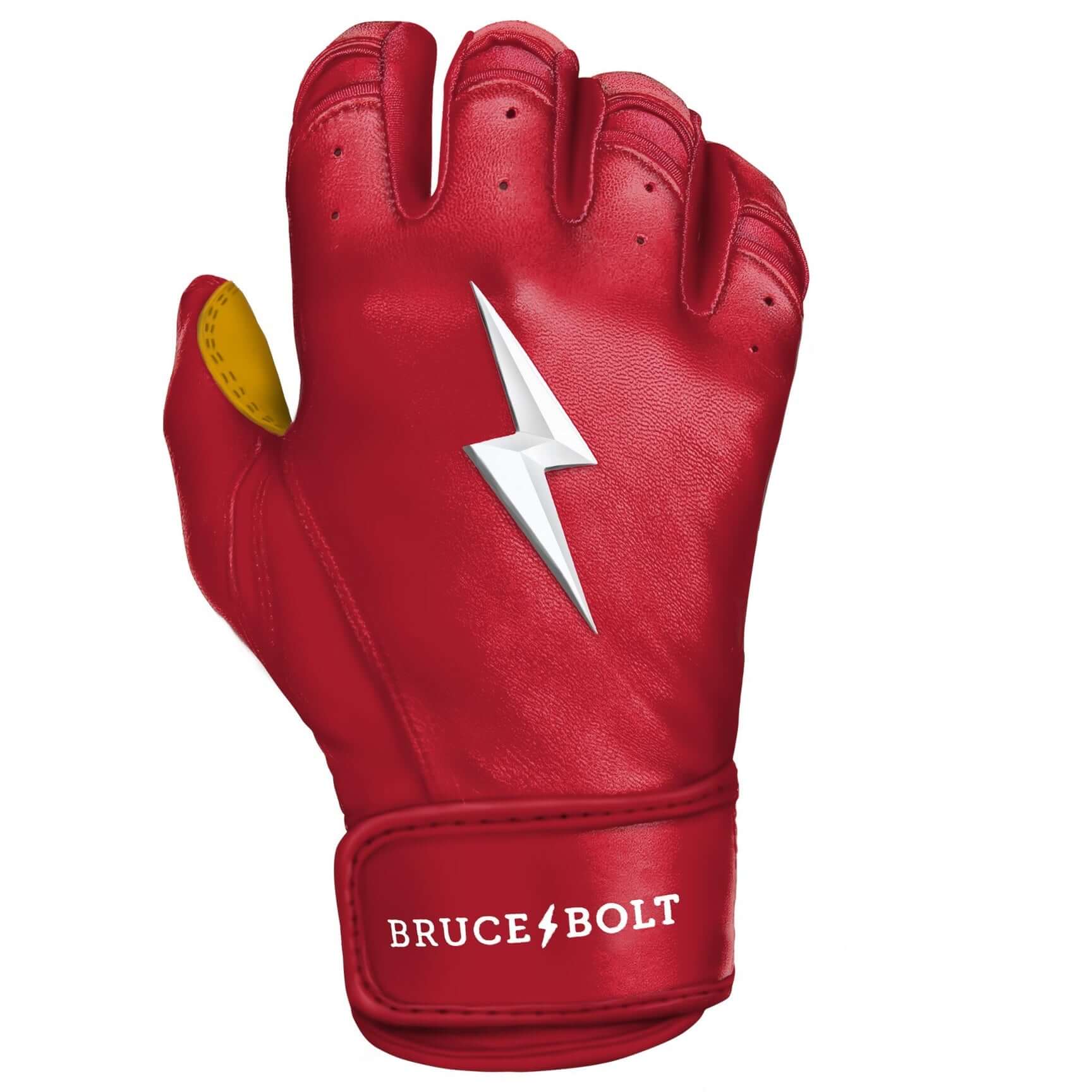 Bruce Bolt Youth Premium Pro Short Cuff  Batting Gloves Red - Image 7