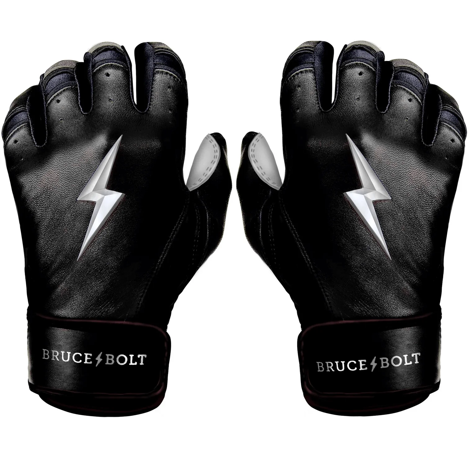 Bruce Bolt Youth Premium Pro Chrome Short Cuff Batting Gloves Black - Image 7