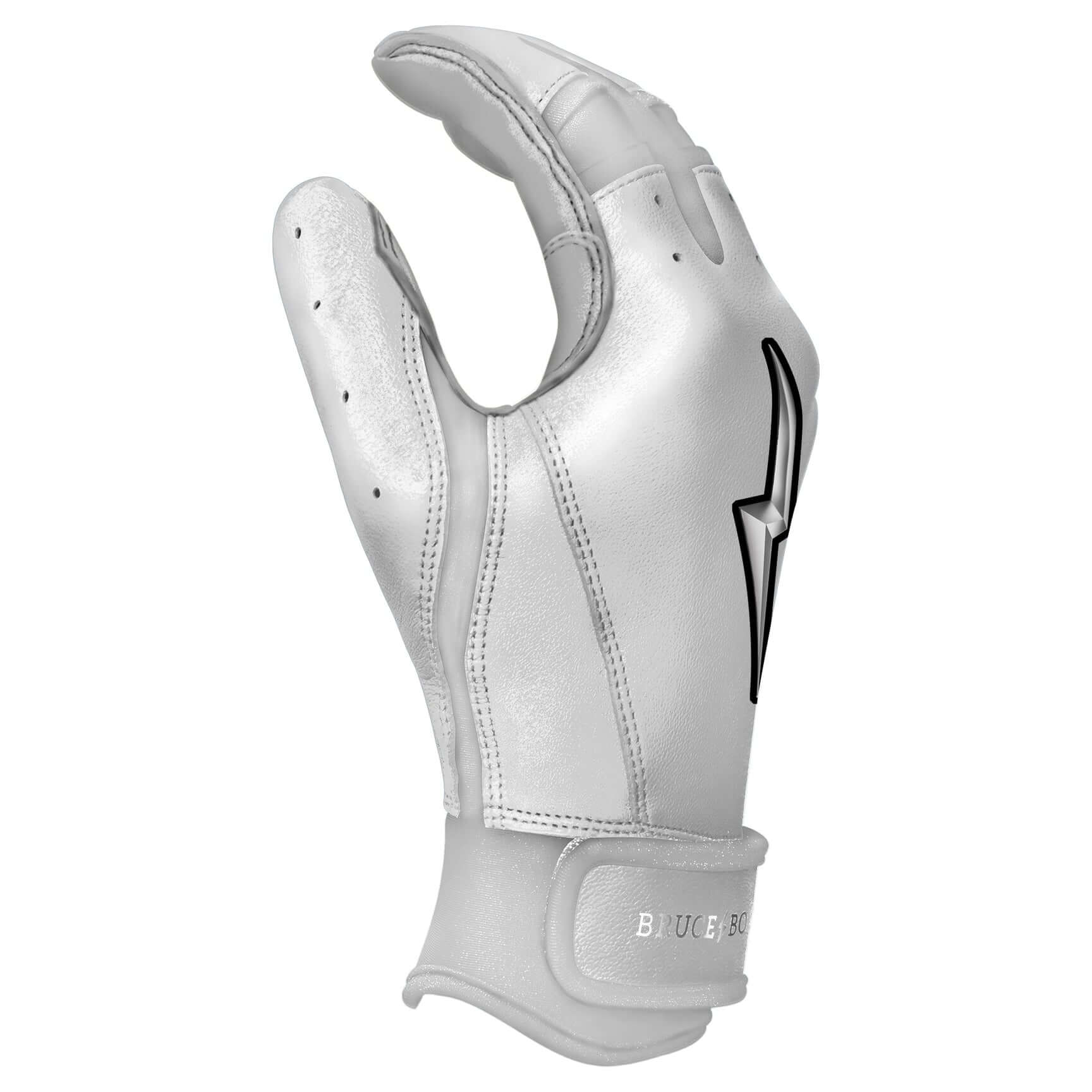 Bruce Bolt Youth Premium Pro Chrome Short Cuff Batting Gloves White - Image 6