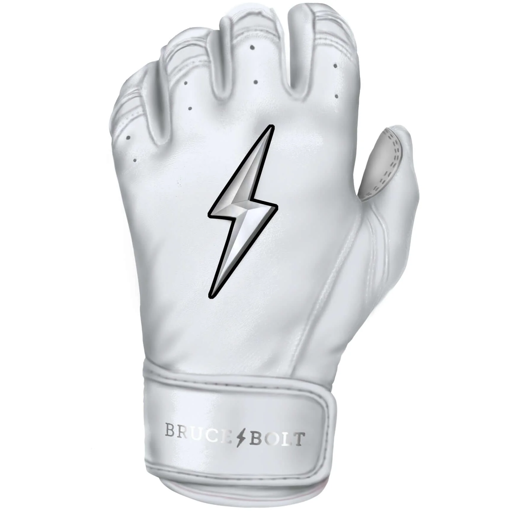 Bruce Bolt Youth Premium Pro Chrome Short Cuff Batting Gloves White - Image 7