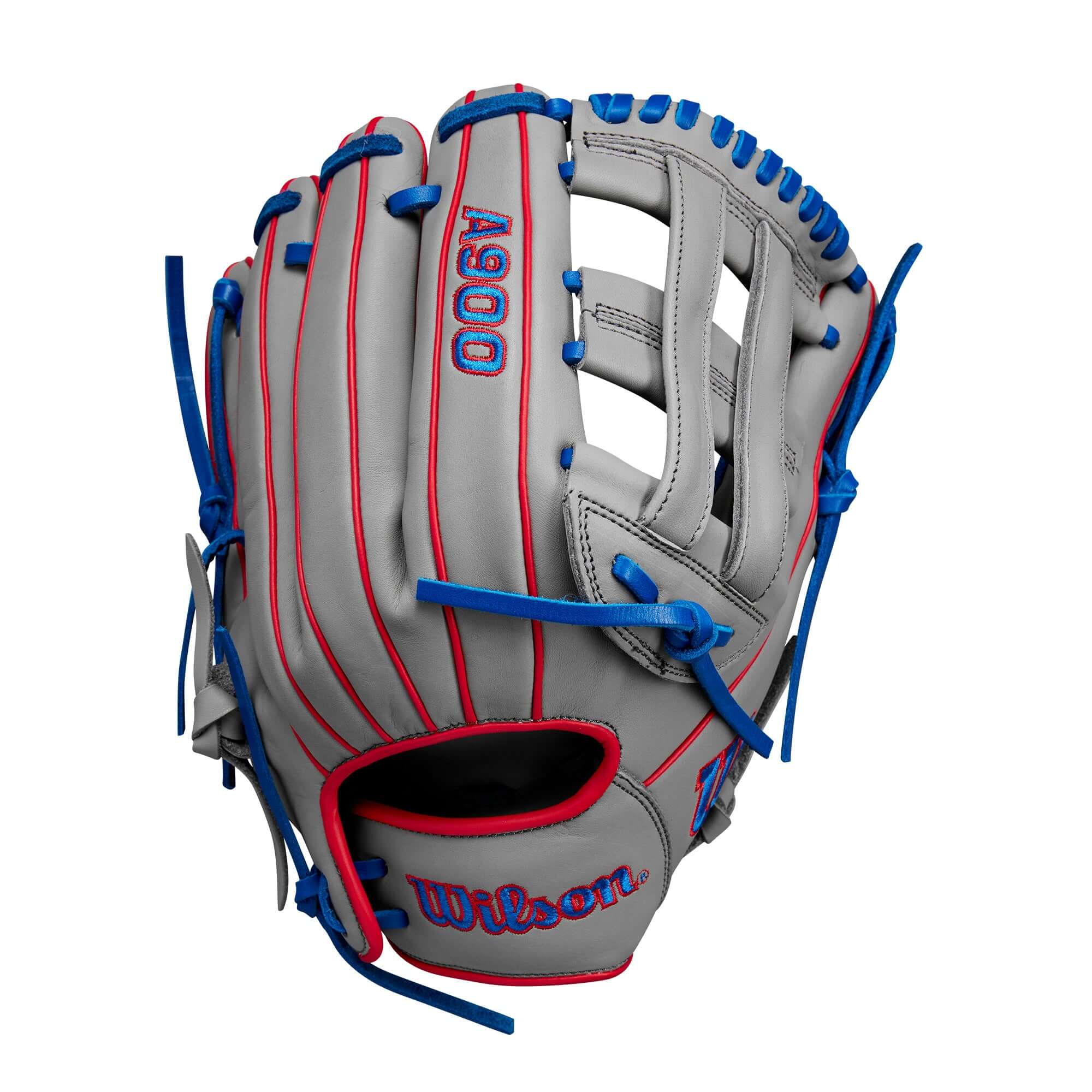 Wilson 2024 A900 PF12 Pedroia Fit Utility Baseball Glove 12” - Grey/Red /Royal - Image 2