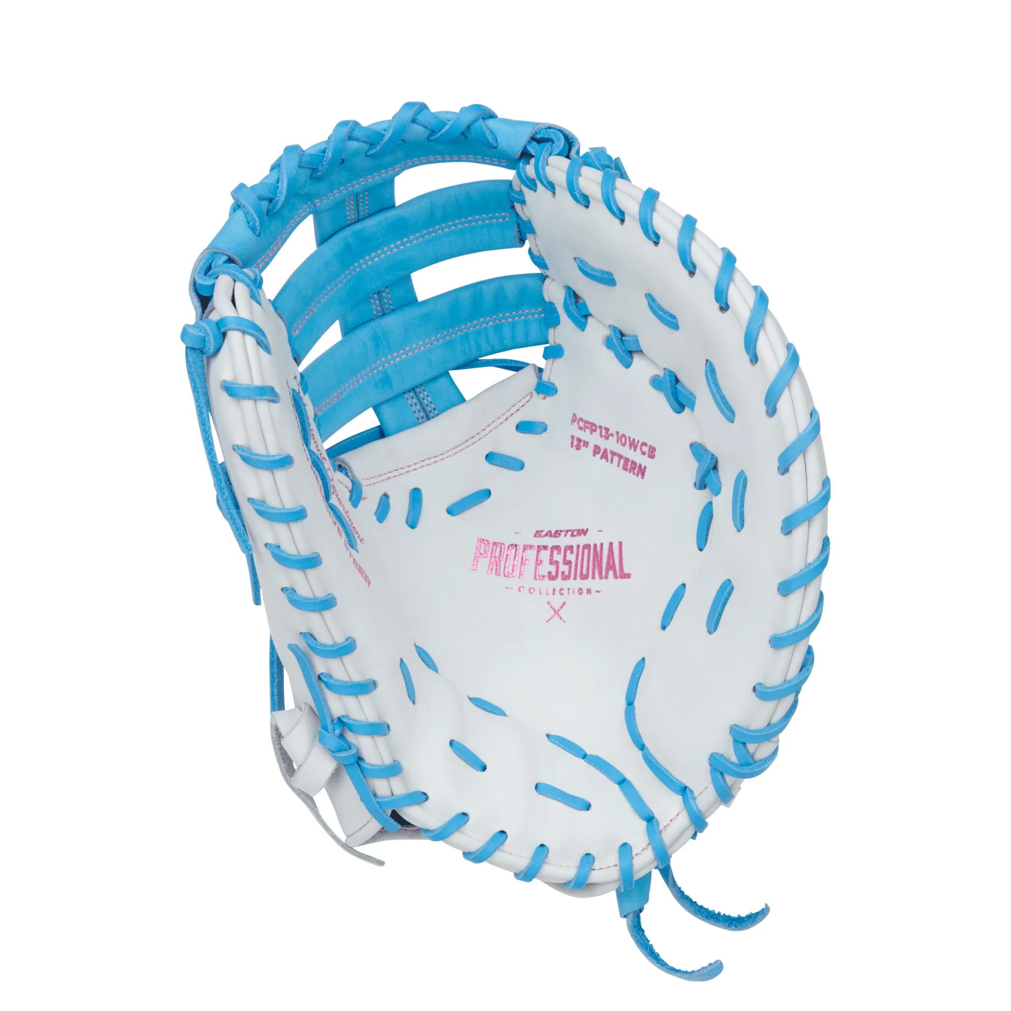 Easton Pro Collections Series First Base Mitt Softball Glove 13" White/Col.Blue LHT - Image 5