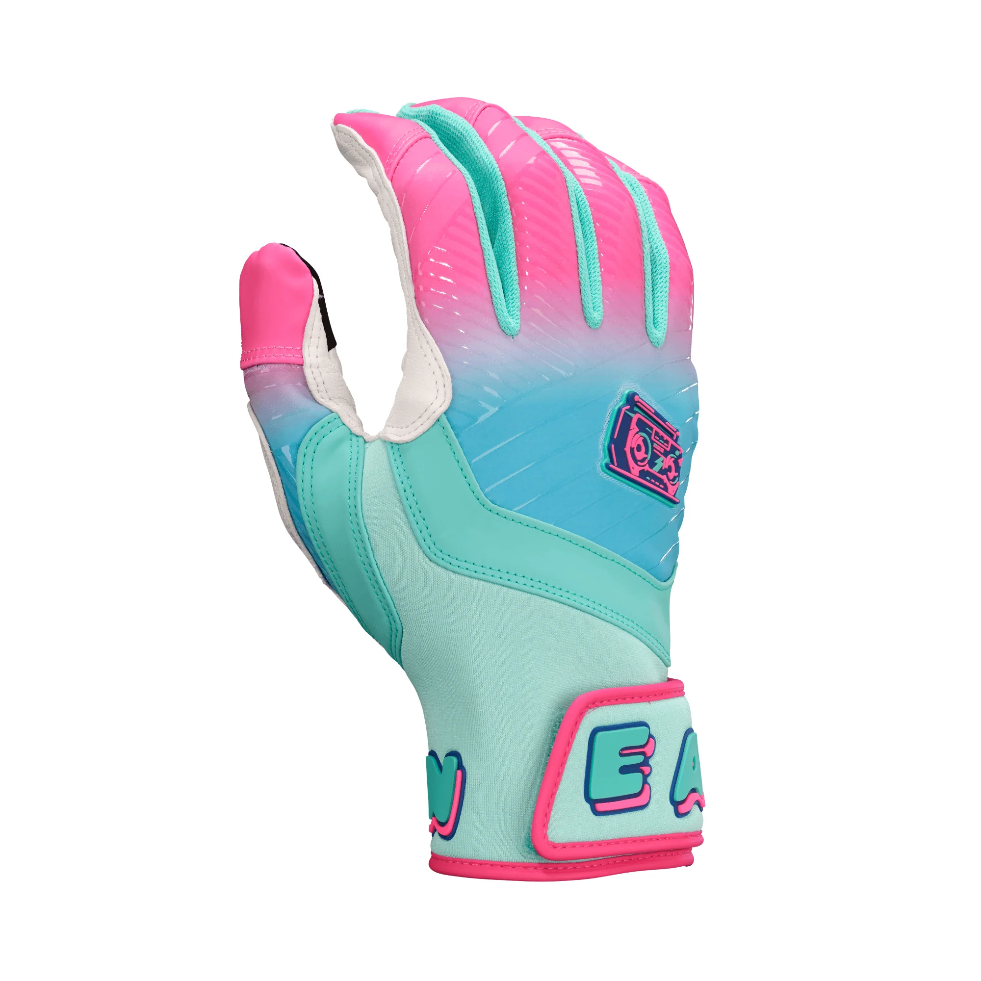 Easton Walk-Off Ethos Youth Batting Gloves - Aqua/Pink - Image 4