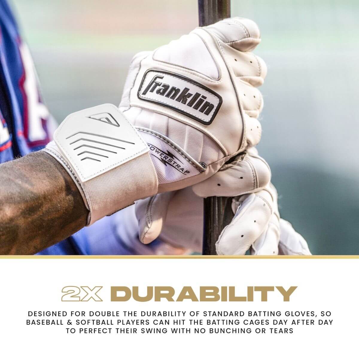 Franklin Adult Infinite Powerstrap Batting Gloves - Vanilla/Gold - Image 3