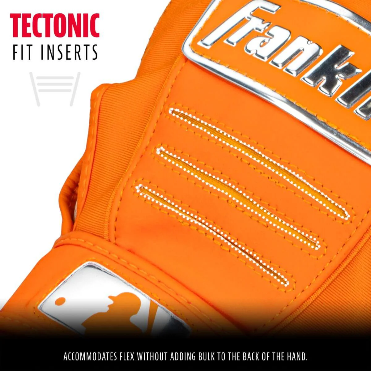Franklin Adult CFX Pro Chrome Batting Gloves - Orange - Image 3