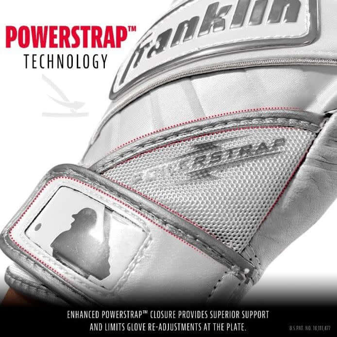Franklin Powerstrap Chrome Batting Gloves - Pearl/White - Image 4
