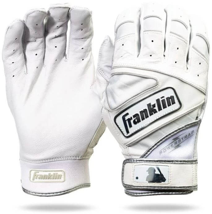Franklin Powerstrap Chrome Batting Gloves - Pearl/White - Image 7