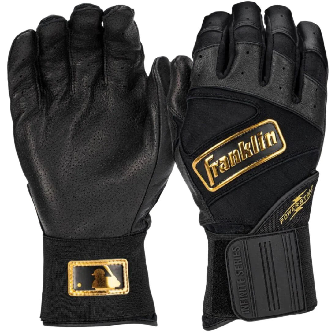 Franklin Adult Infinite Powerstrap Batting Gloves - Black/Gold