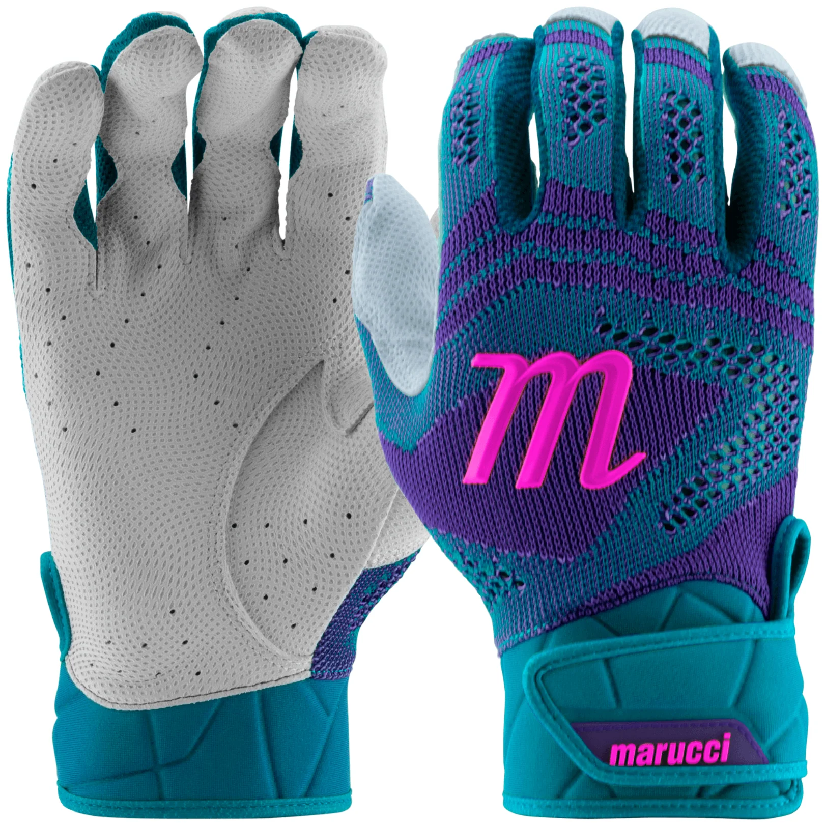 Marucci Breeze Knit V2 Batting Gloves Columbia Blue/Purple