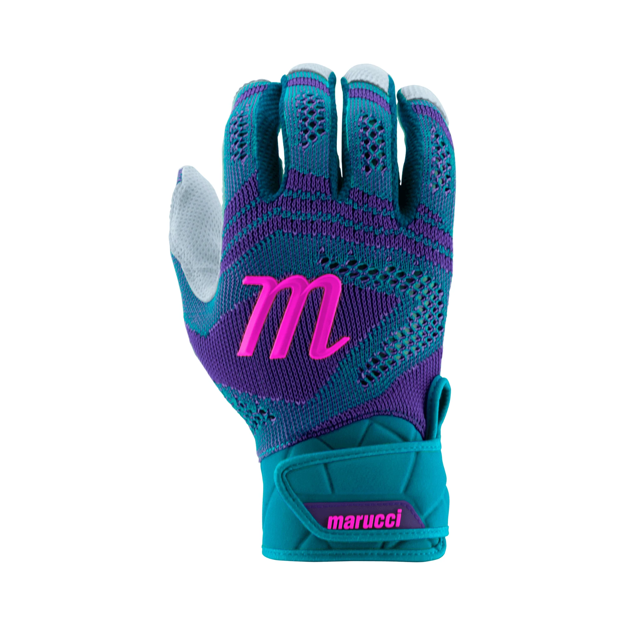 Marucci Breeze Knit V2 Batting Gloves Columbia Blue/Purple - Image 2