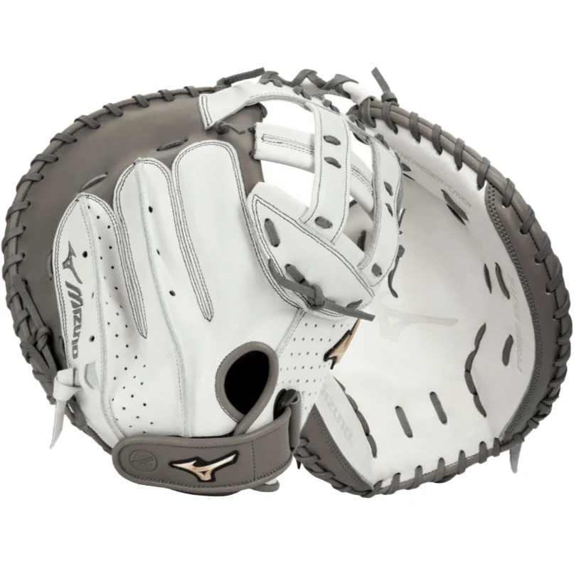 Mizuno GPE-340F Prime Elite Fastpitch Catcher's Mitt 34" RH White Grey