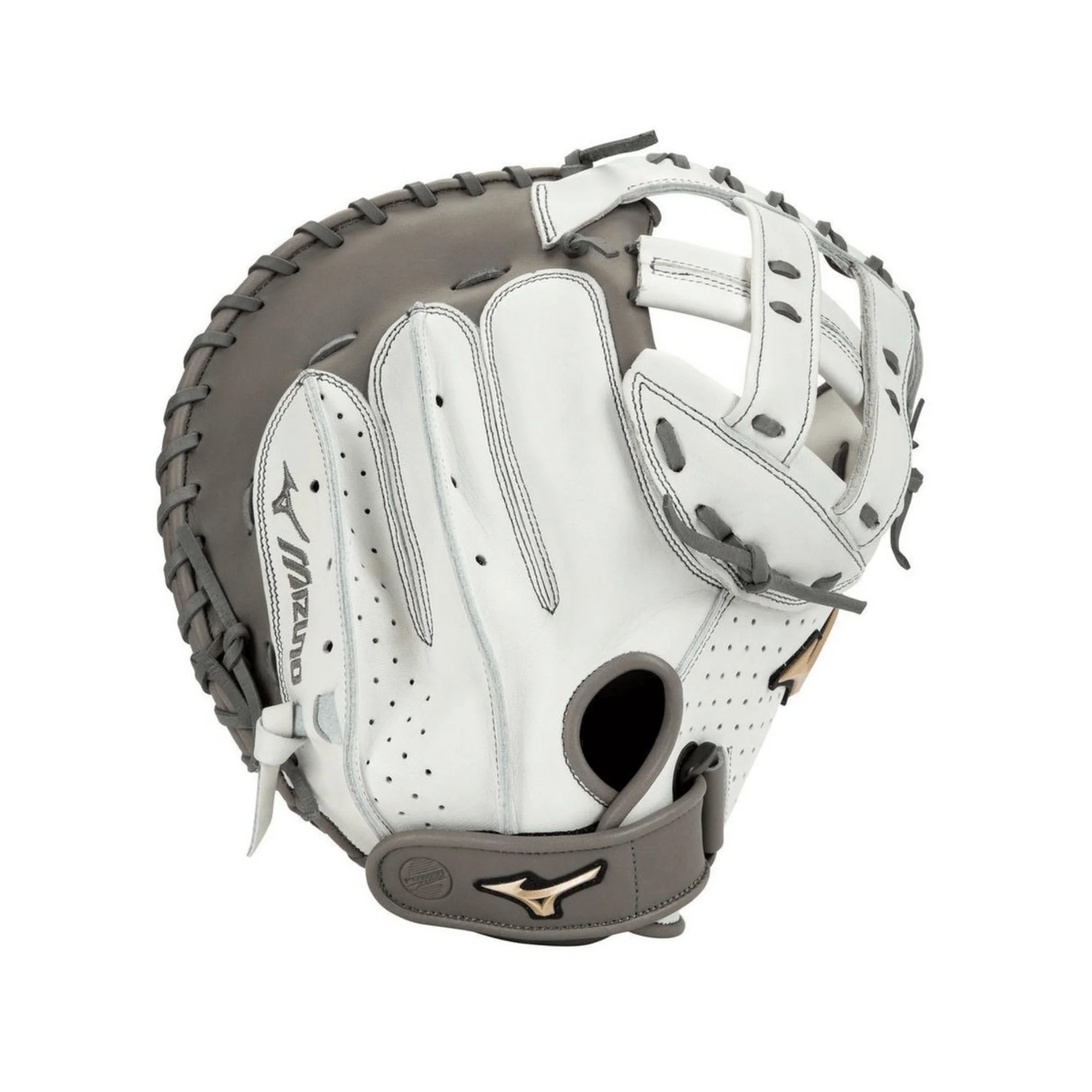 Mizuno GPE-340F Prime Elite Fastpitch Catcher's Mitt 34" RH White Grey - Image 2