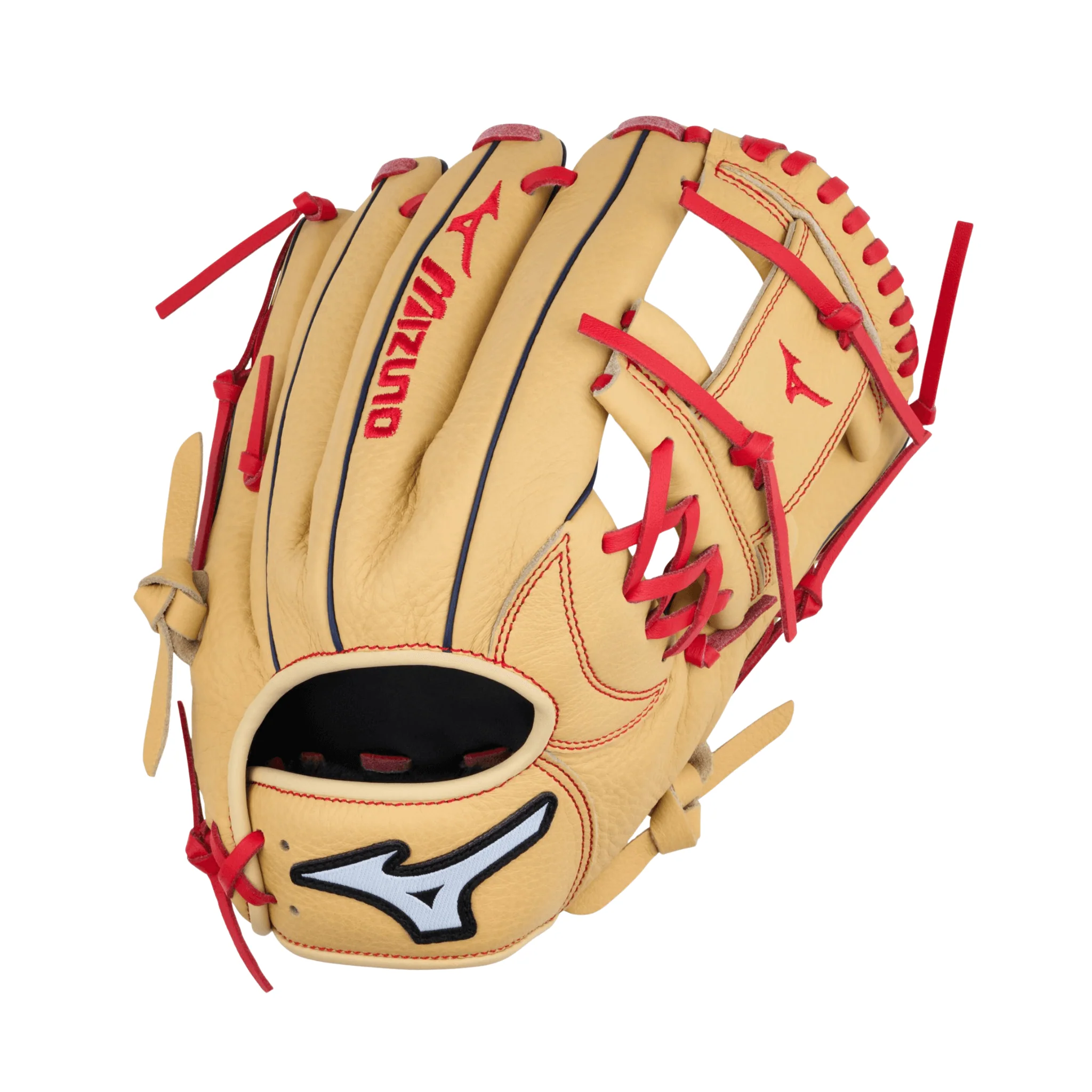 Mizuno GPSL1102 Prospect Select BB Series Infield Baseball Glove 11" RH Tan/Red - Image 2