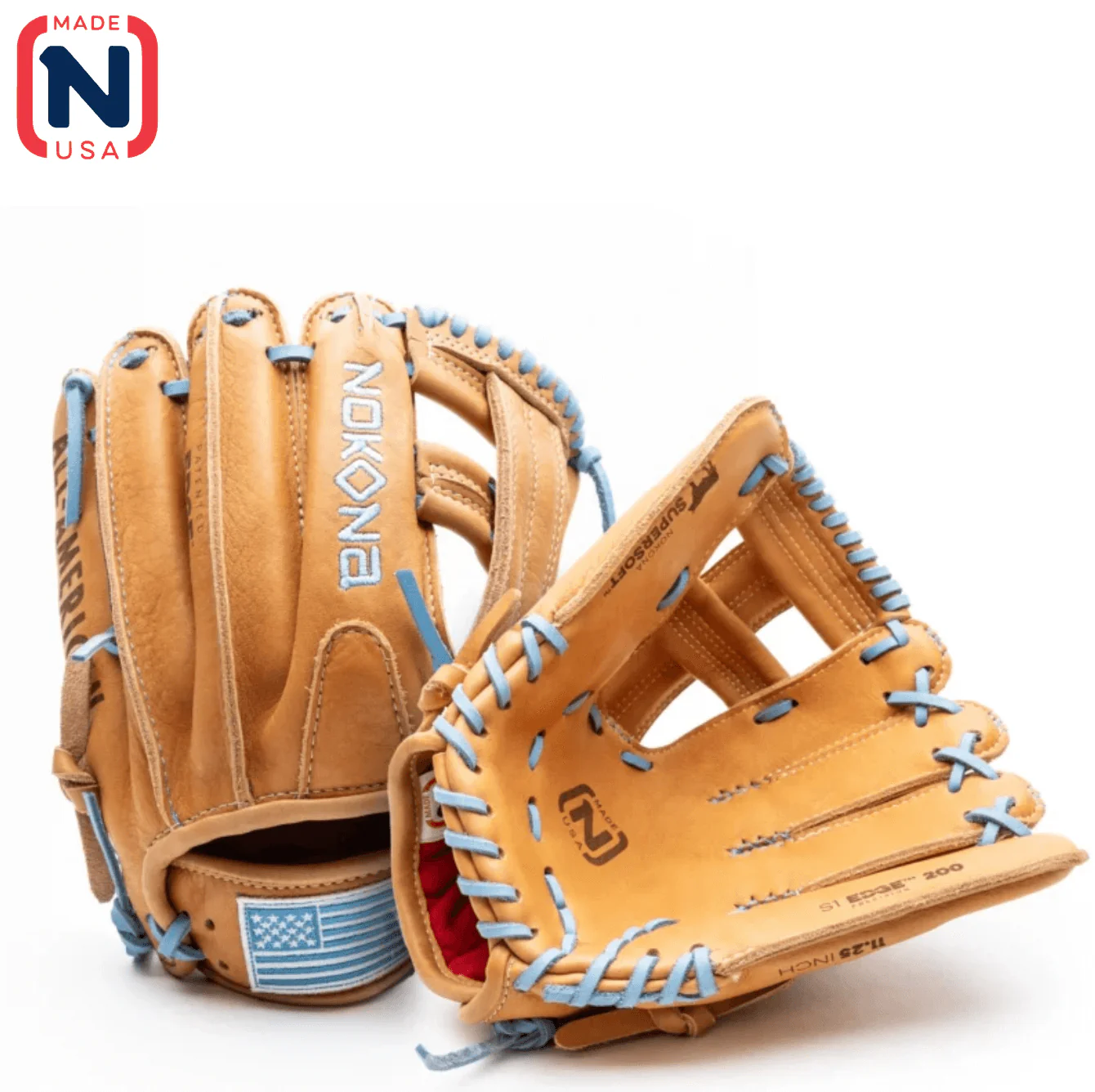 Nokona S1 All-American S1-EP200 Infield Glove Tan & Columbia Single Post Infield 11.25" - Image 9