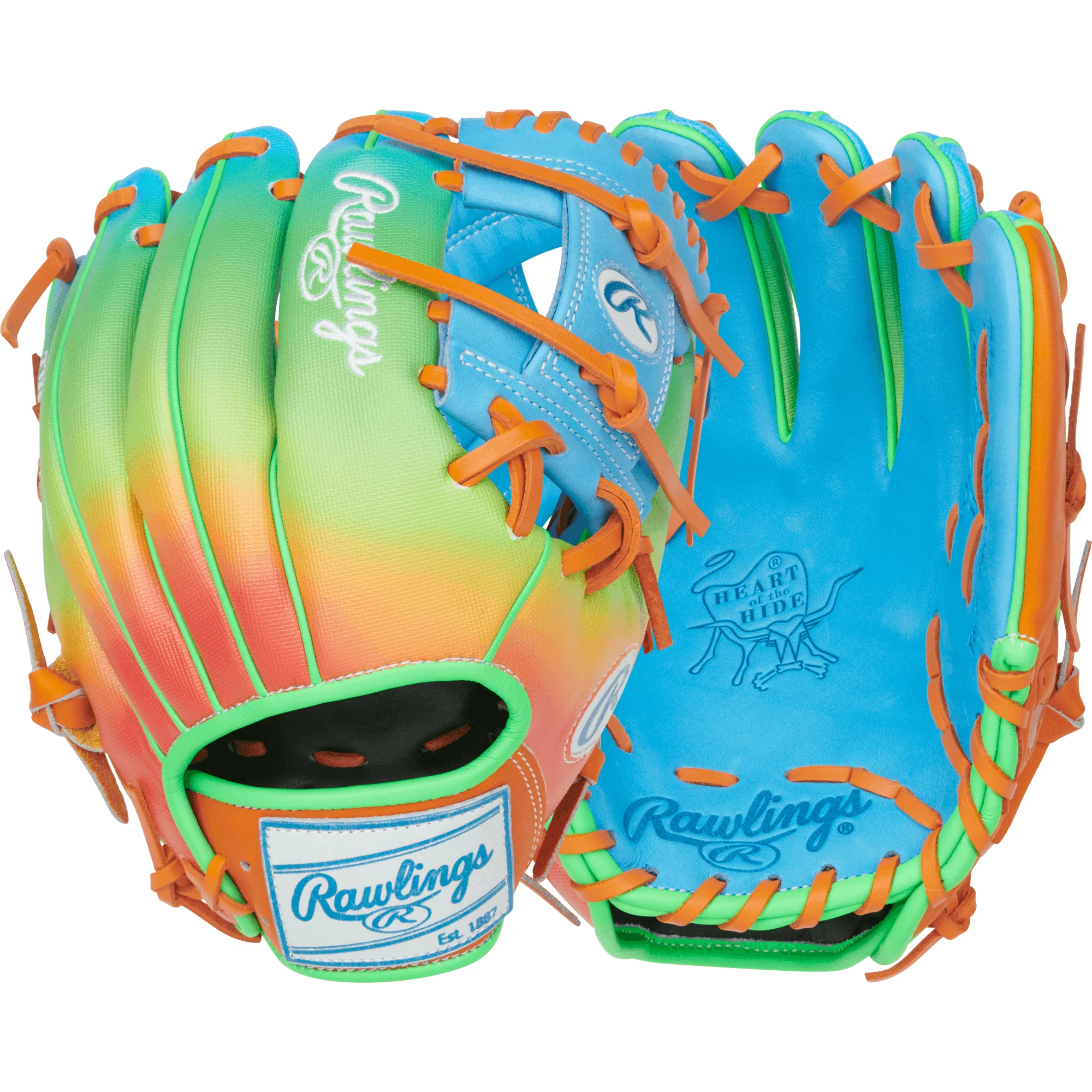 Rawlings Fun Burst Edition Infield Glove 11.5" Columbia/Orange Green