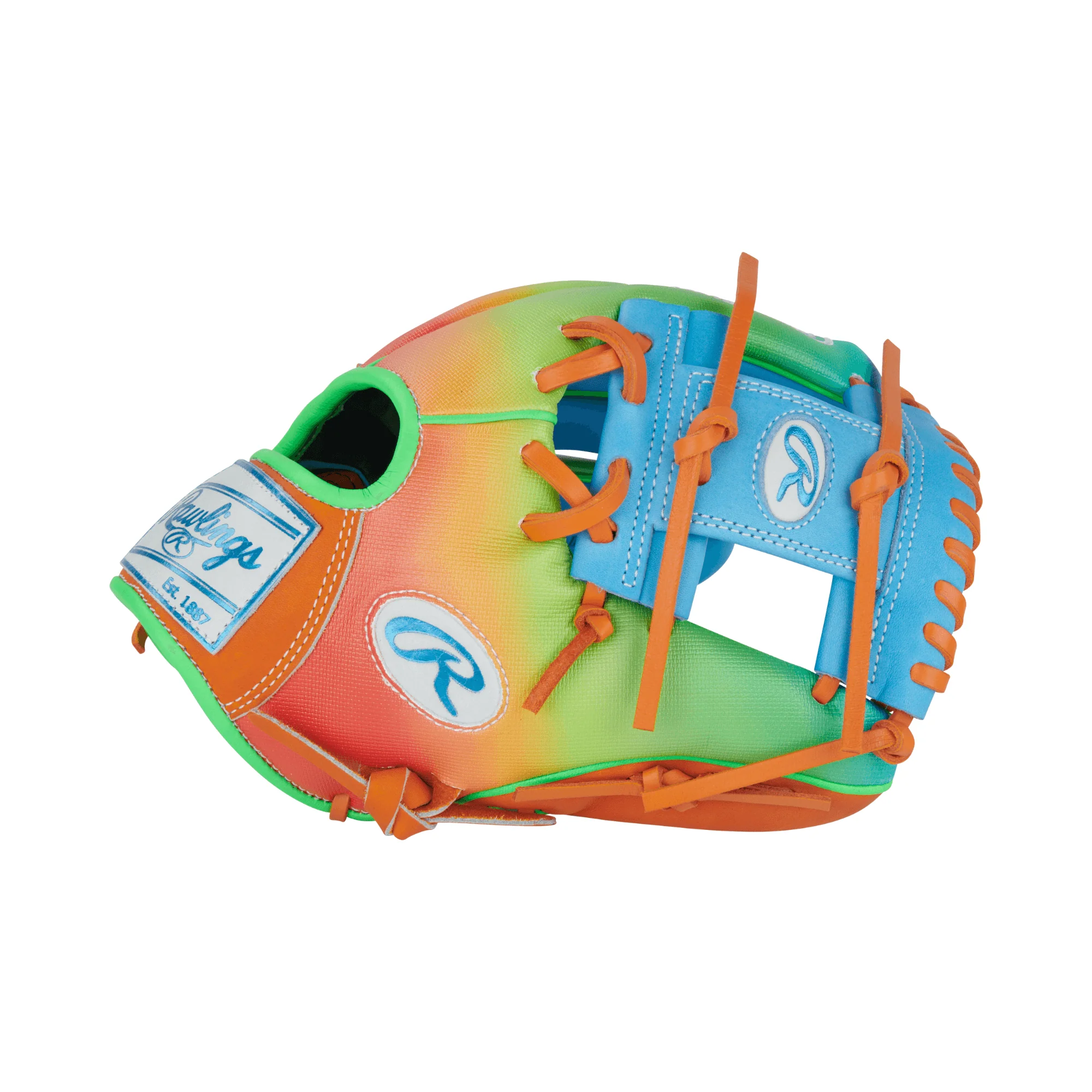 Rawlings Fun Burst Edition Infield Glove 11.5" Columbia/Orange Green - Image 4