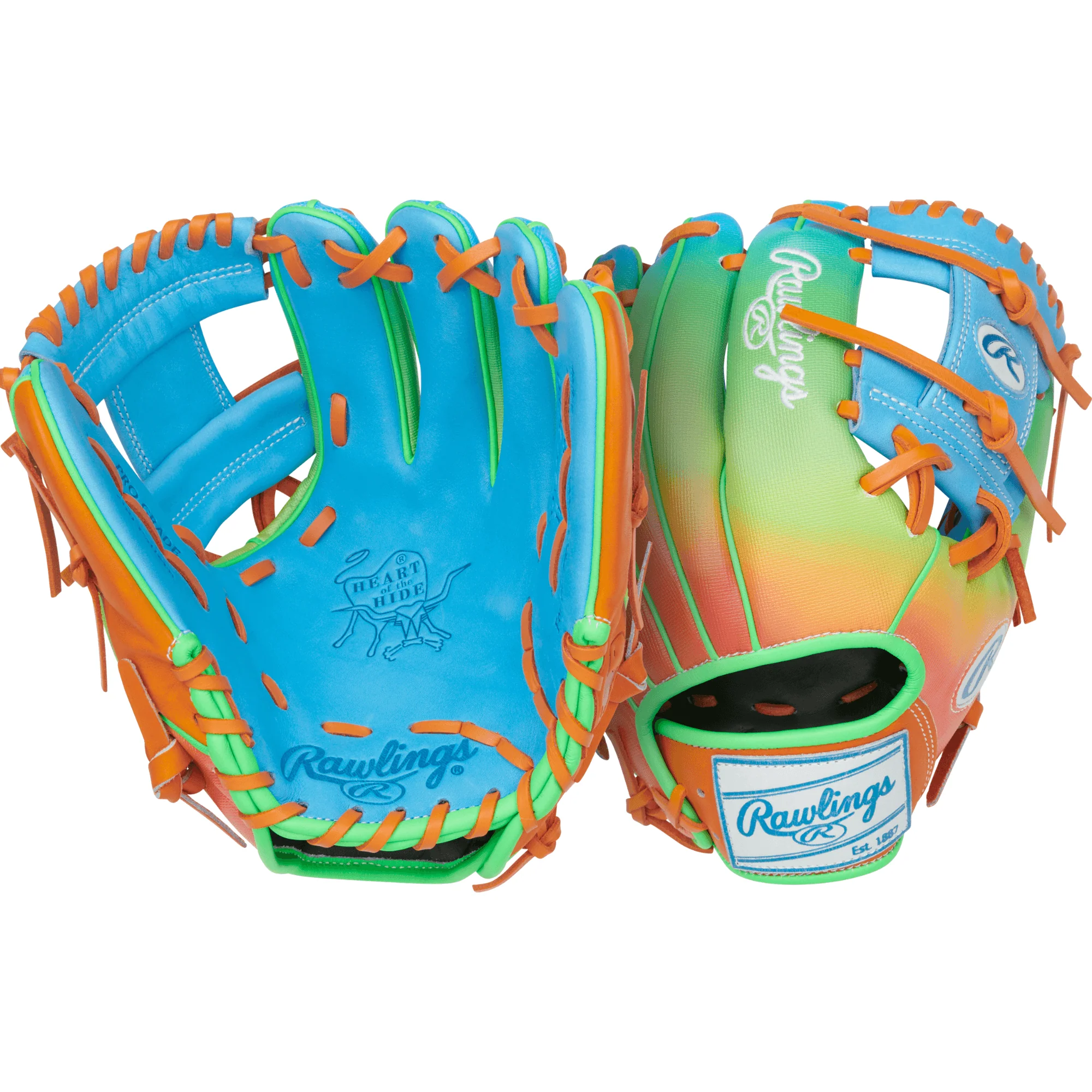 Rawlings Fun Burst Edition Infield Glove 11.5" Columbia/Orange Green - Image 6