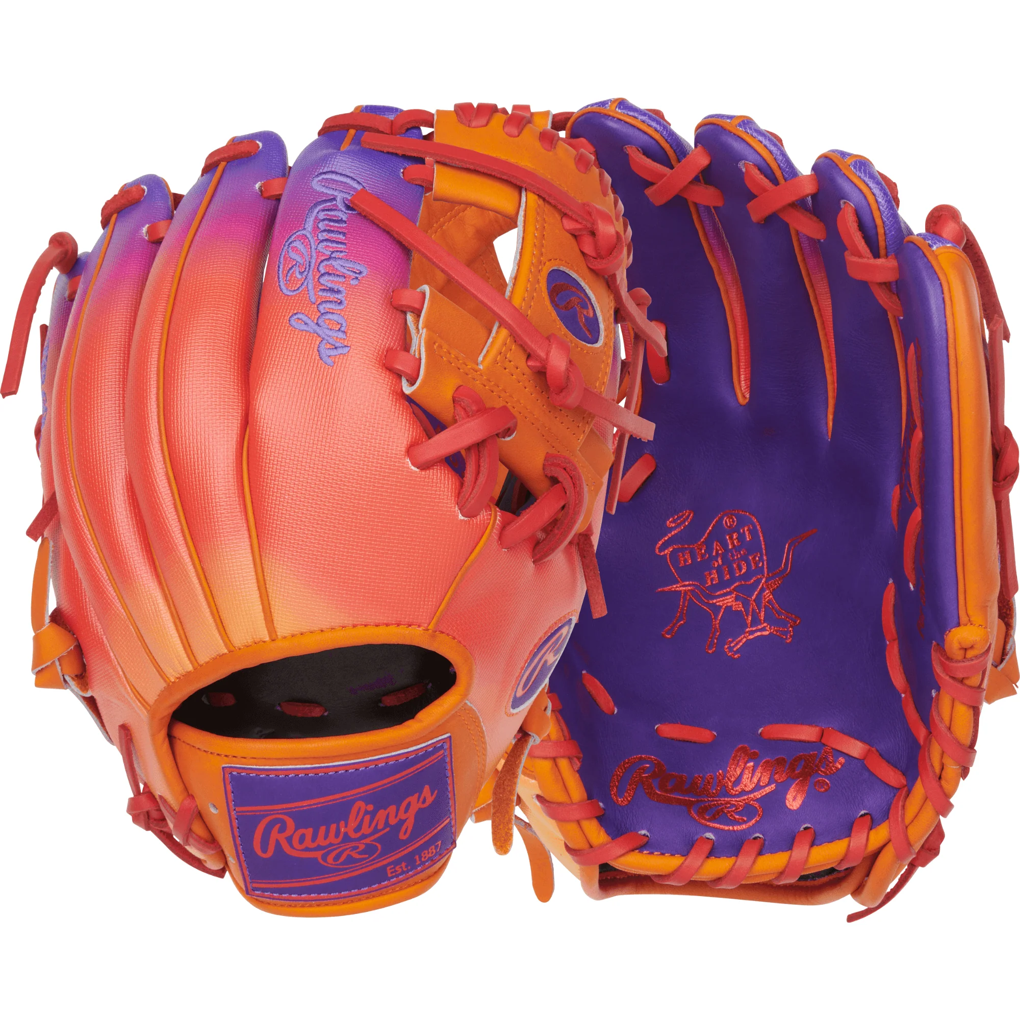 Rawlings Fun Burst Edition Infield Glove 11.5" Purple/Orange/Scarlet