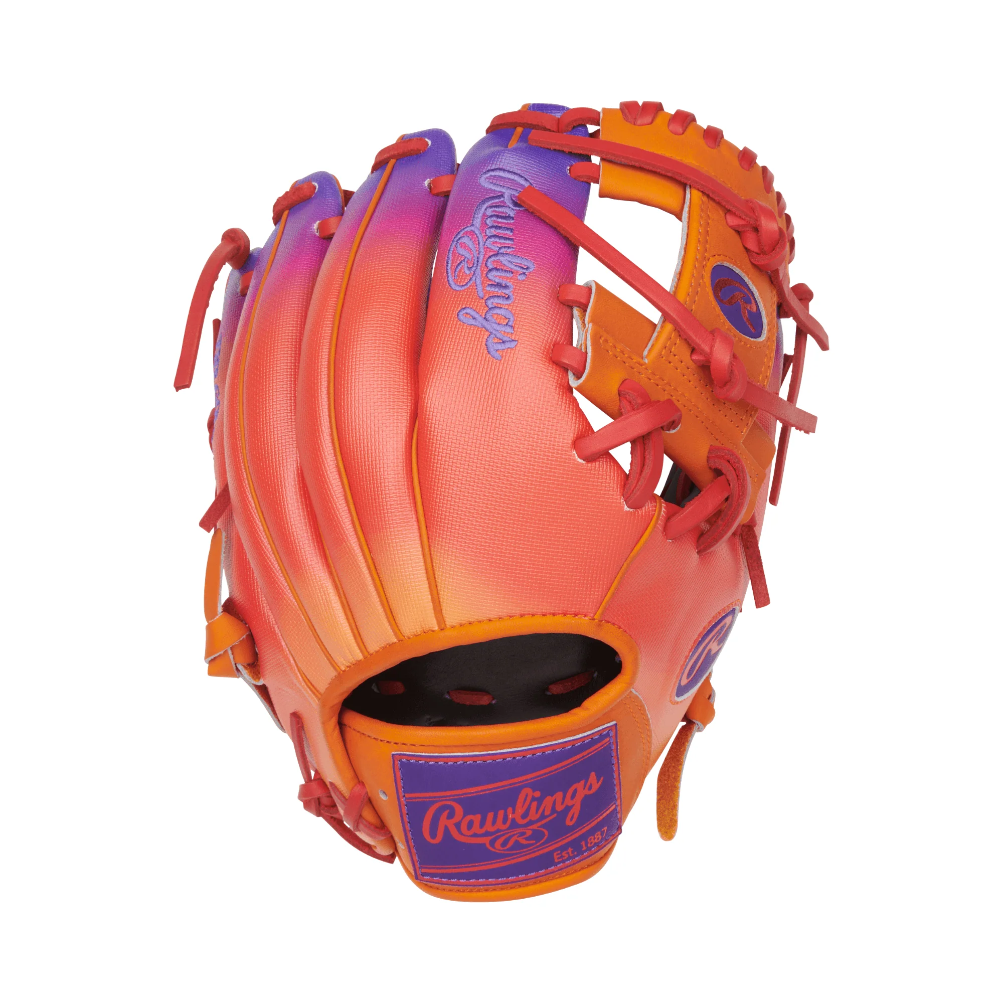 Rawlings Fun Burst Edition Infield Glove 11.5" Purple/Orange/Scarlet - Image 2