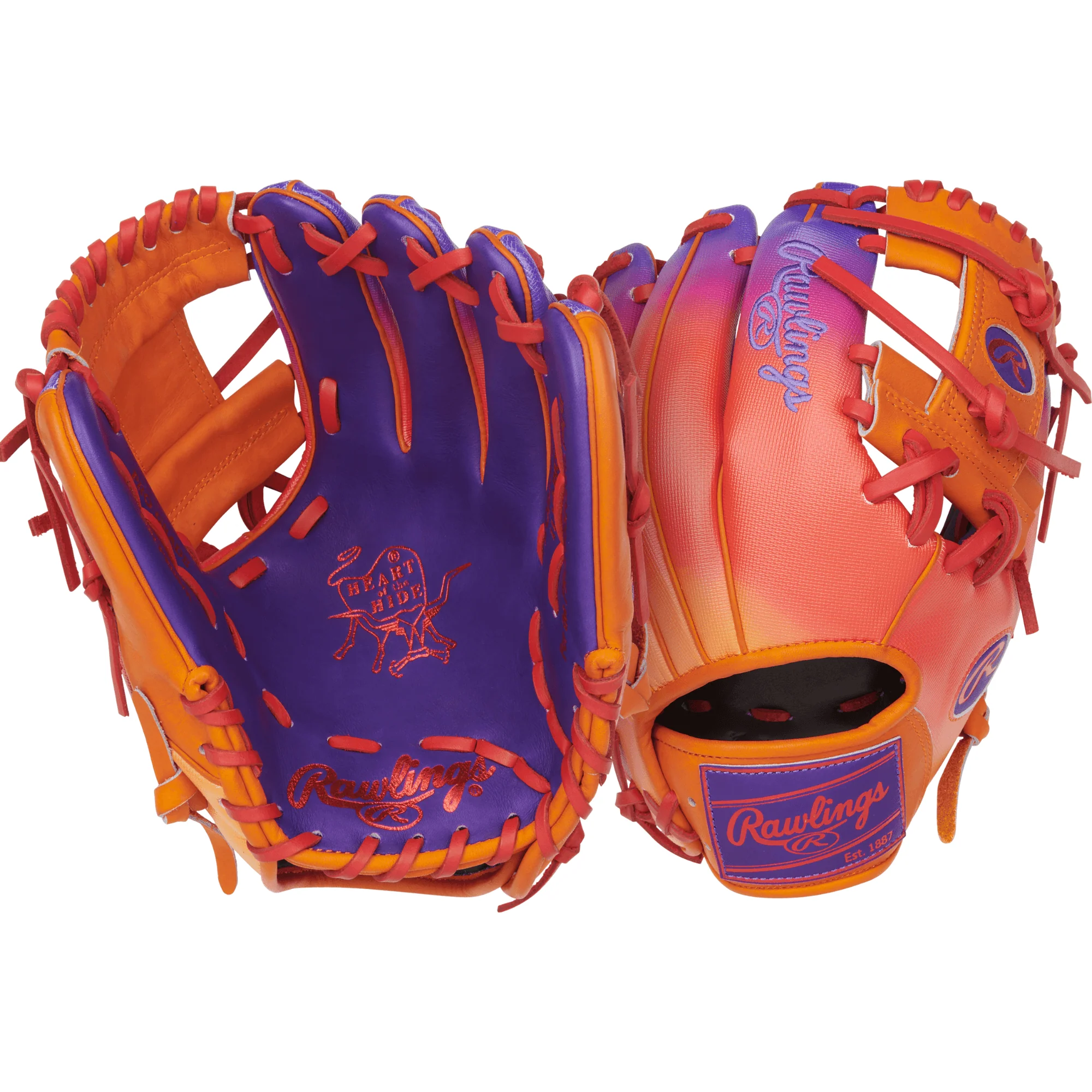 Rawlings Fun Burst Edition Infield Glove 11.5" Purple/Orange/Scarlet - Image 6