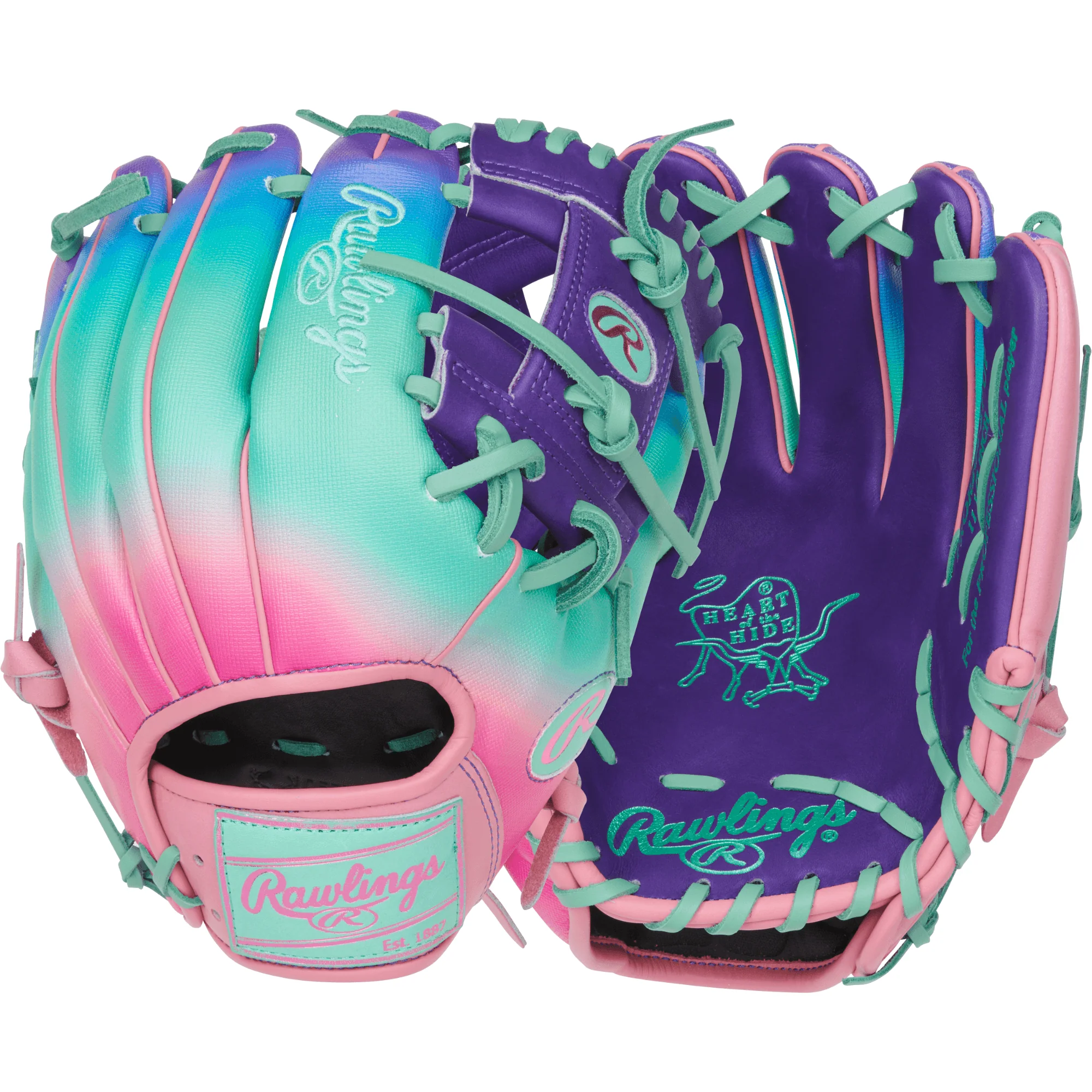 Rawlings Fun Burst Edition Infield Glove 11.5" Purple/Pink/Mint