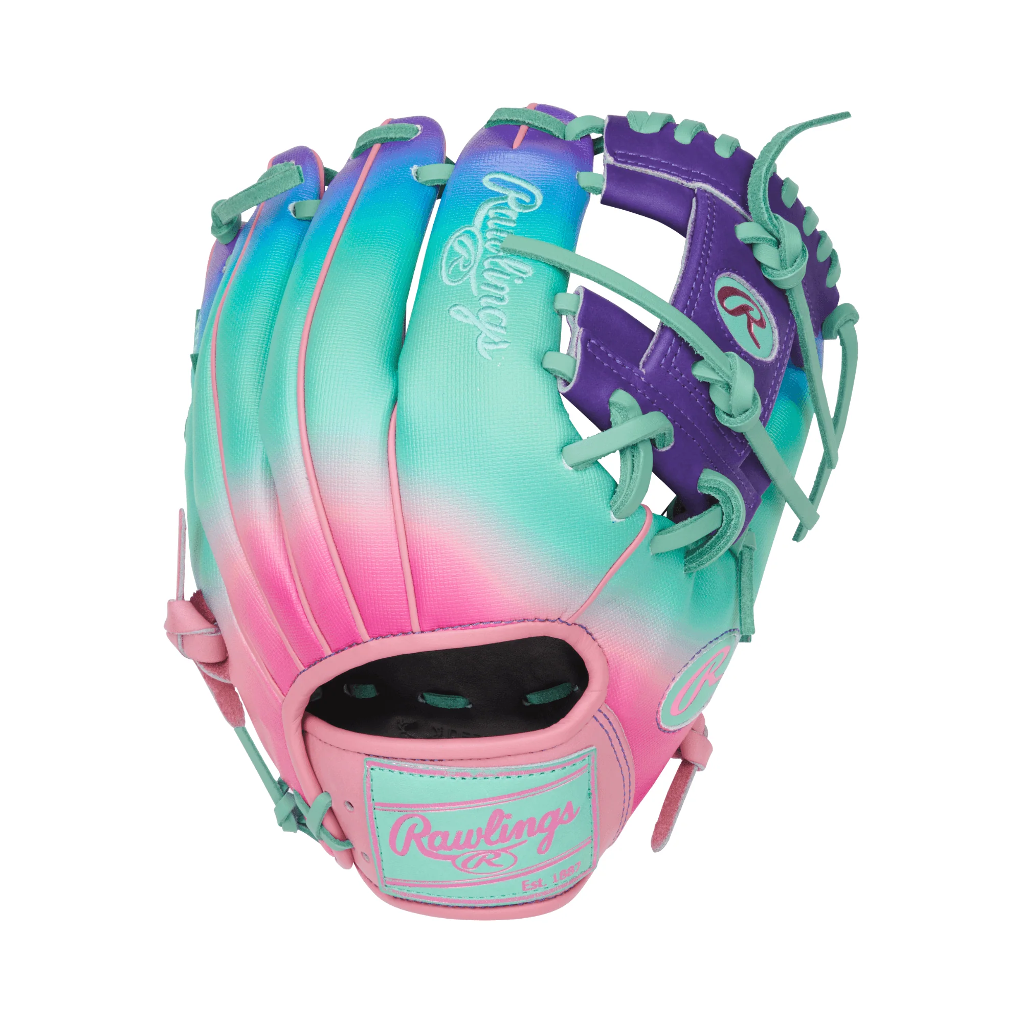 Rawlings Fun Burst Edition Infield Glove 11.5" Purple/Pink/Mint - Image 2