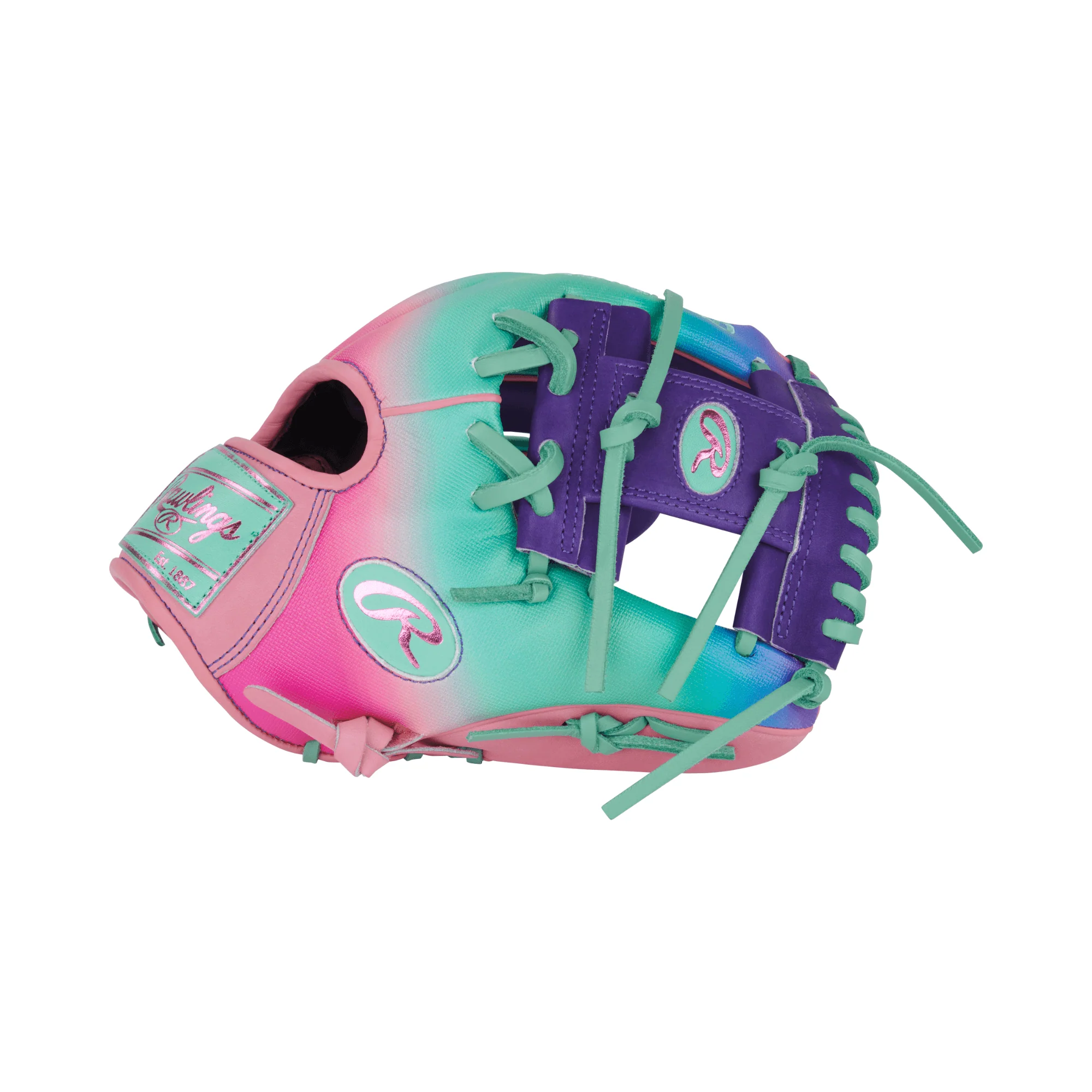 Rawlings Fun Burst Edition Infield Glove 11.5" Purple/Pink/Mint - Image 4