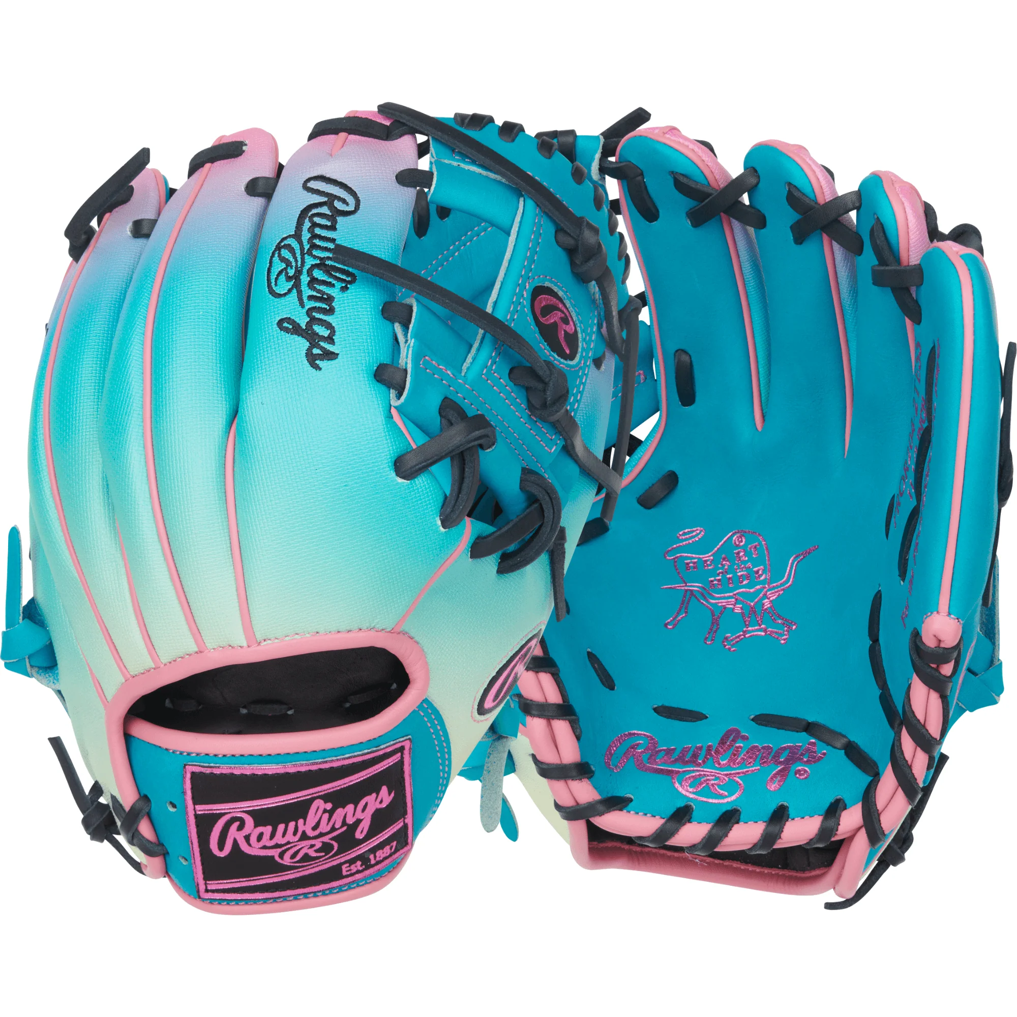 Rawlings Fun Burst Edition Infield Glove 11.5" Teal/Pink/Black