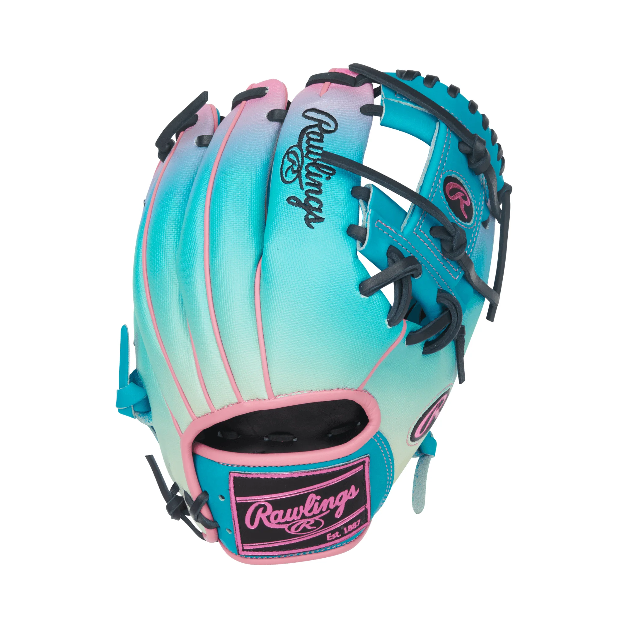 Rawlings Fun Burst Edition Infield Glove 11.5" Teal/Pink/Black - Image 2