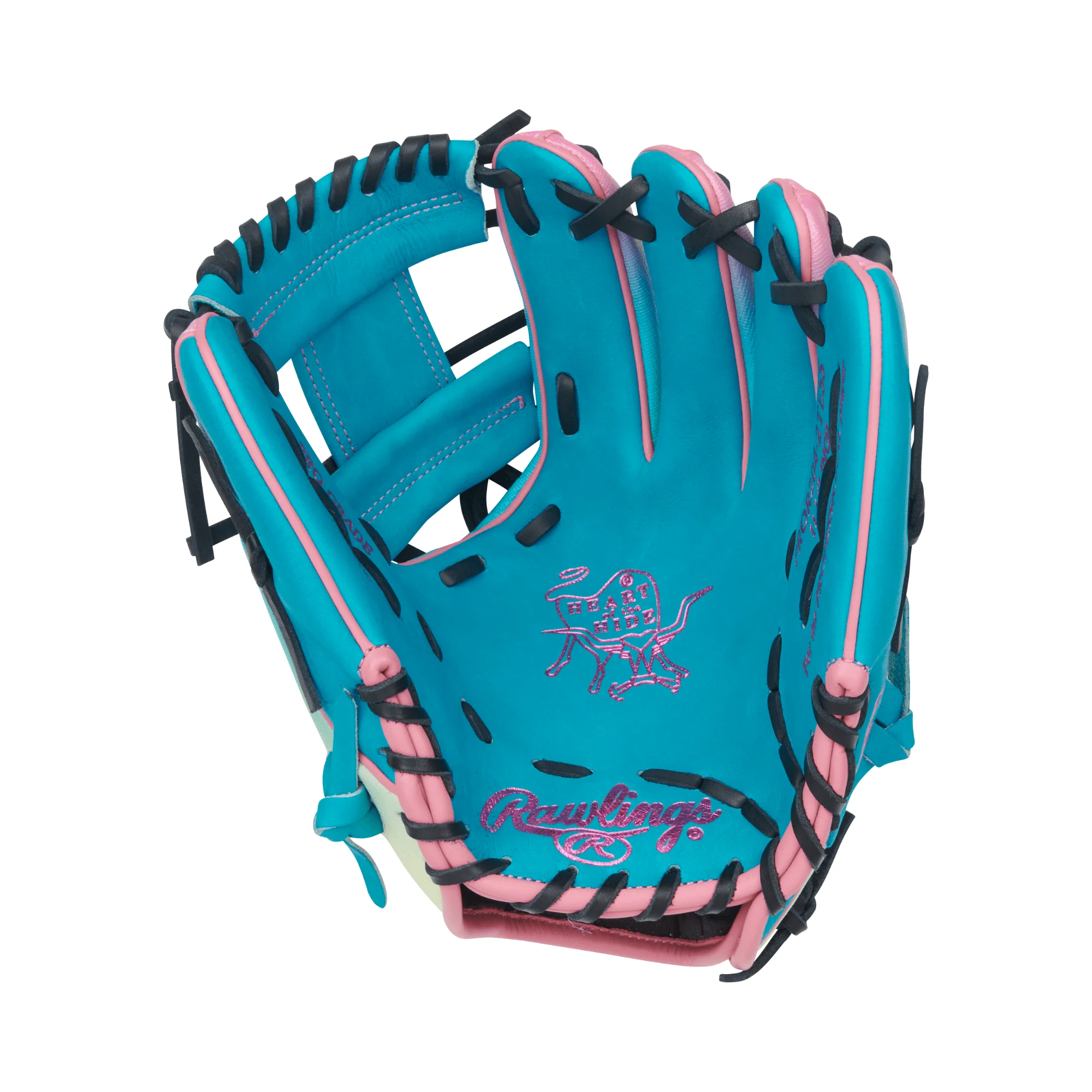Rawlings Fun Burst Edition Infield Glove 11.5" Teal/Pink/Black - Image 3