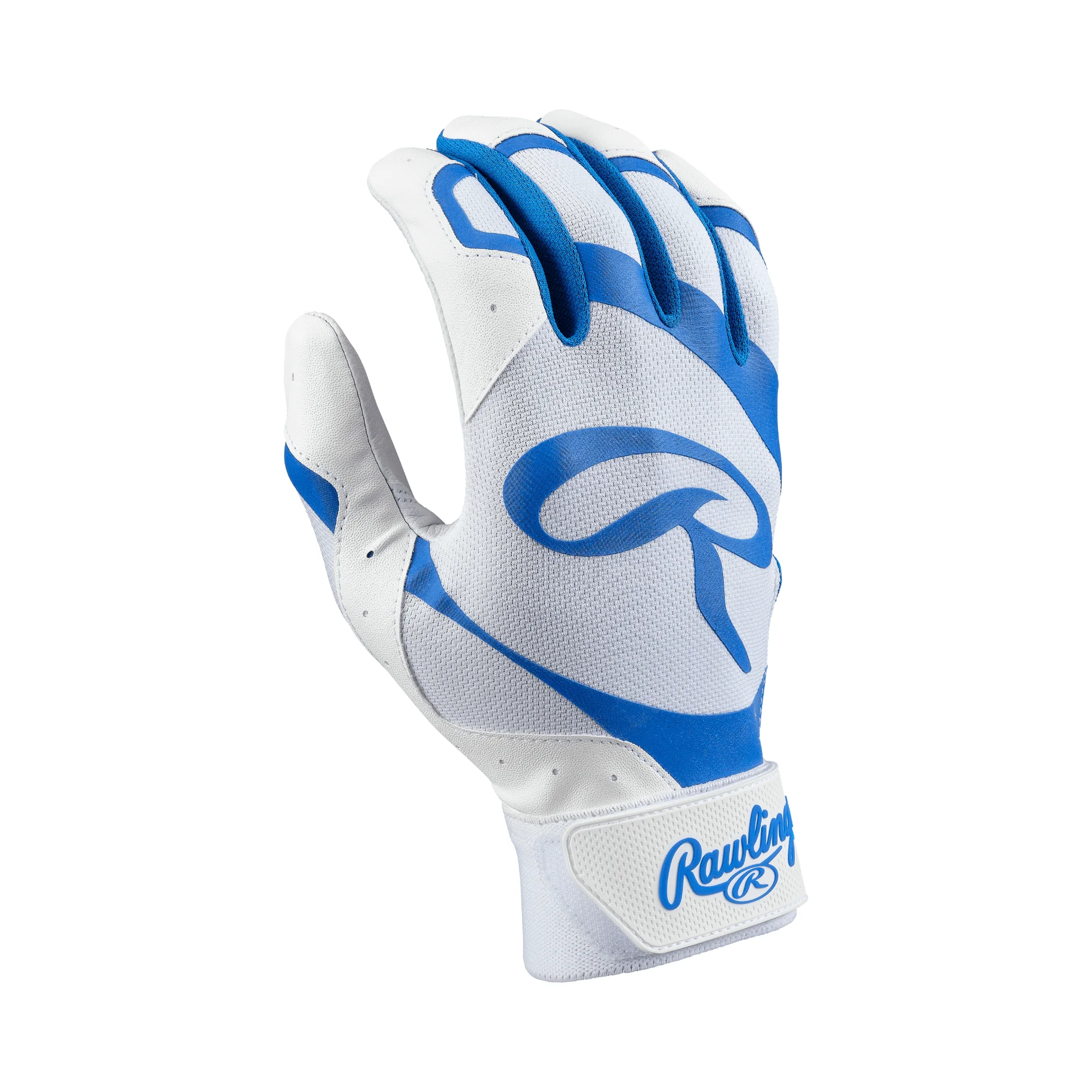 Rawlings Adult 5150 II Batting Gloves - White/Royal - Image 2