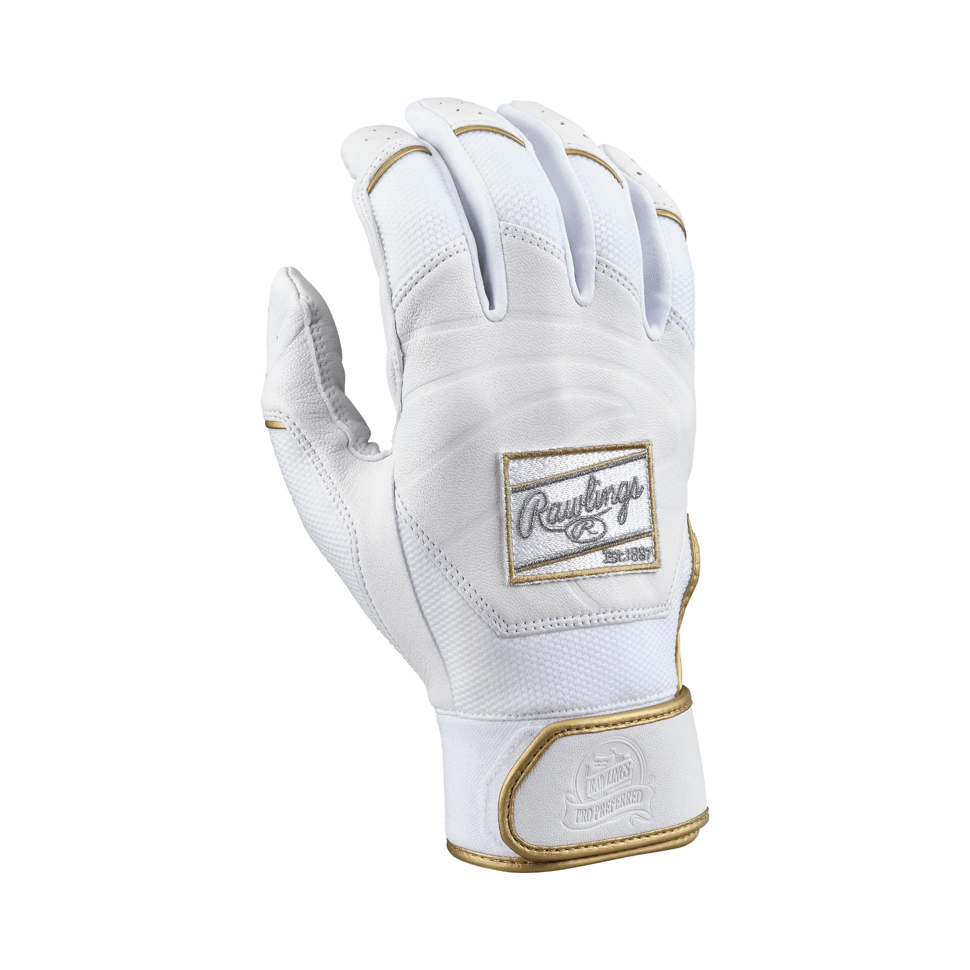 Rawlings Adult Pro Preferred Batters Gloves - White/White - Image 2