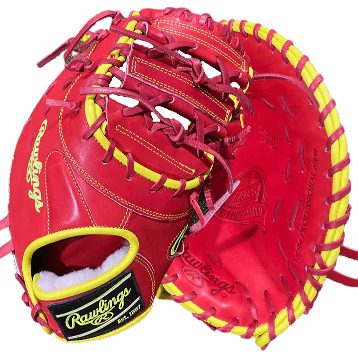 Rawlings Custom Pro Preferred 12 3/4  Scarlett/Optic Yellow 1B Glove