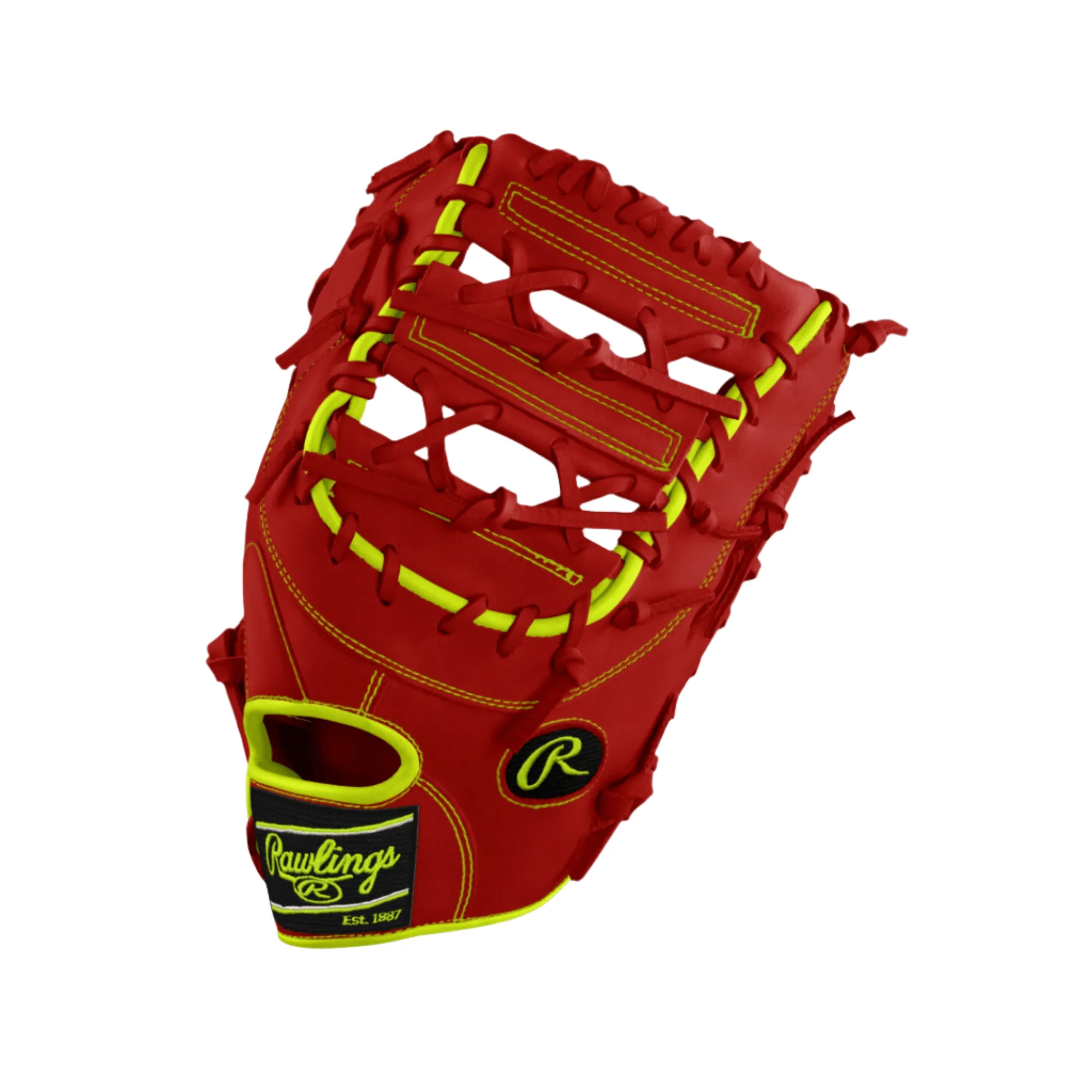 Rawlings Custom Pro Preferred 12 3/4  Scarlett/Optic Yellow 1B Glove - Image 2