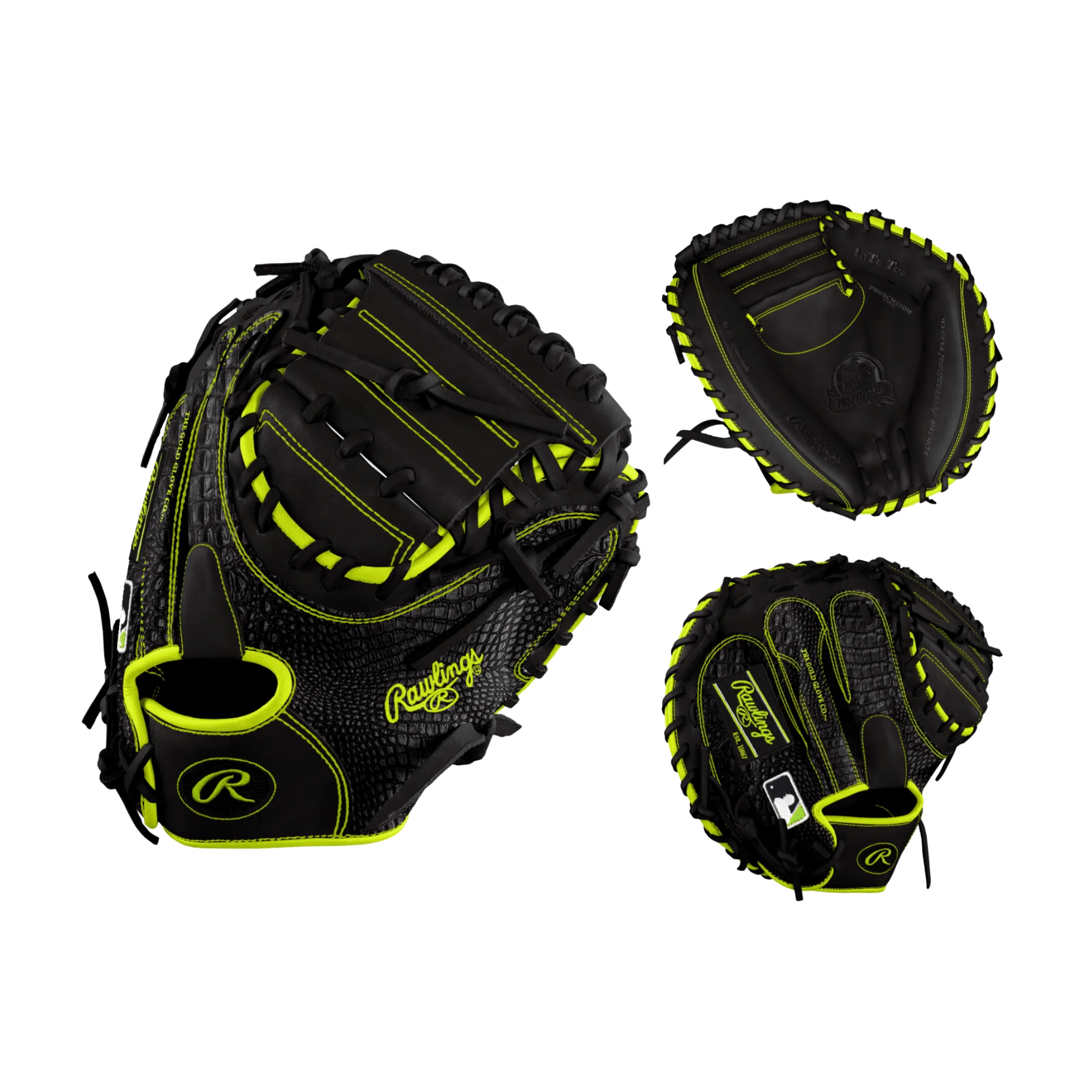 Rawlings Custom Pro Preferred 33"  Black/Gator Skin  Catchers Mitt - Image 2