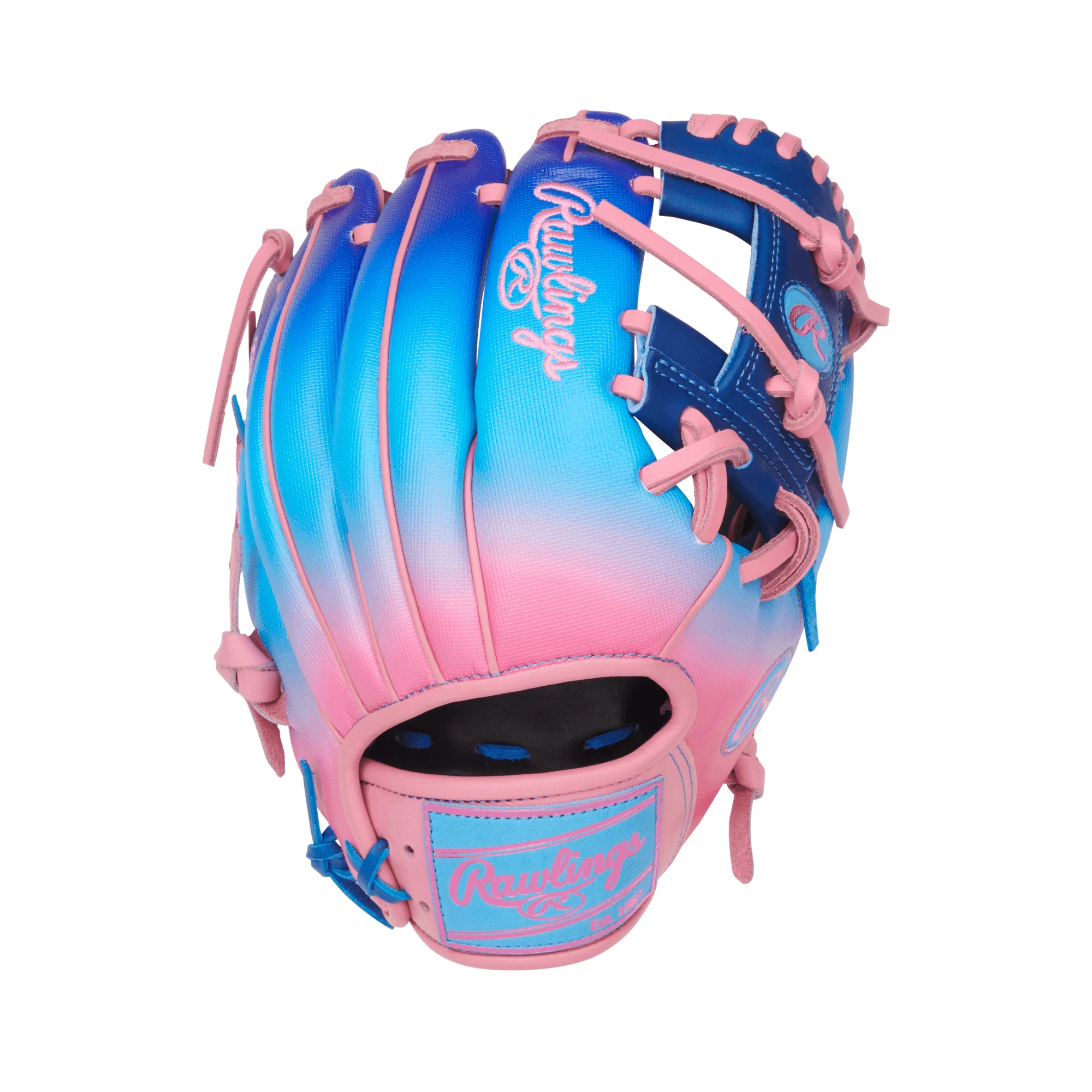 Rawlings Fun Burst Edition Infield Glove 11.5" Royal/Pink/Columbia - Image 2