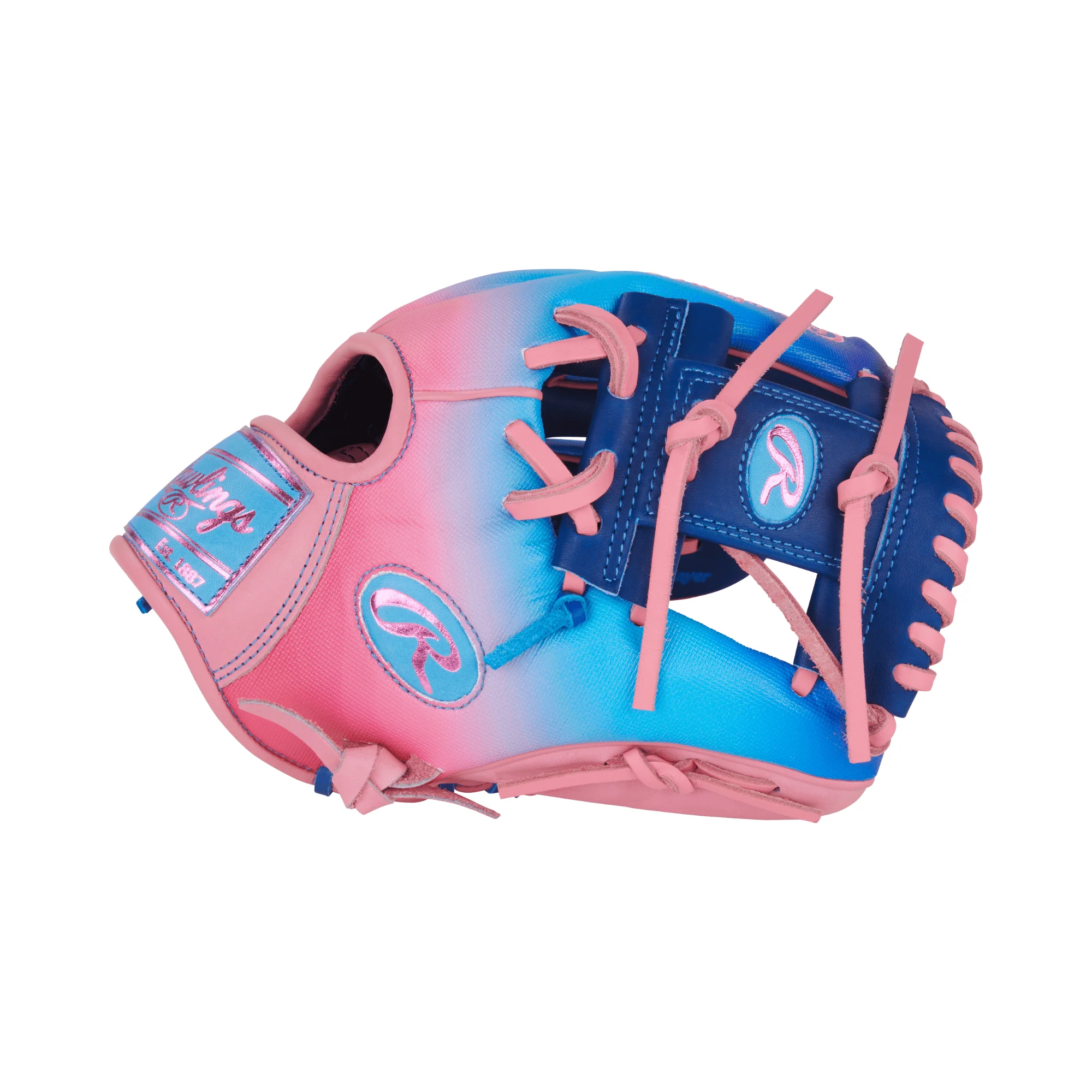 Rawlings Fun Burst Edition Infield Glove 11.5" Royal/Pink/Columbia - Image 5
