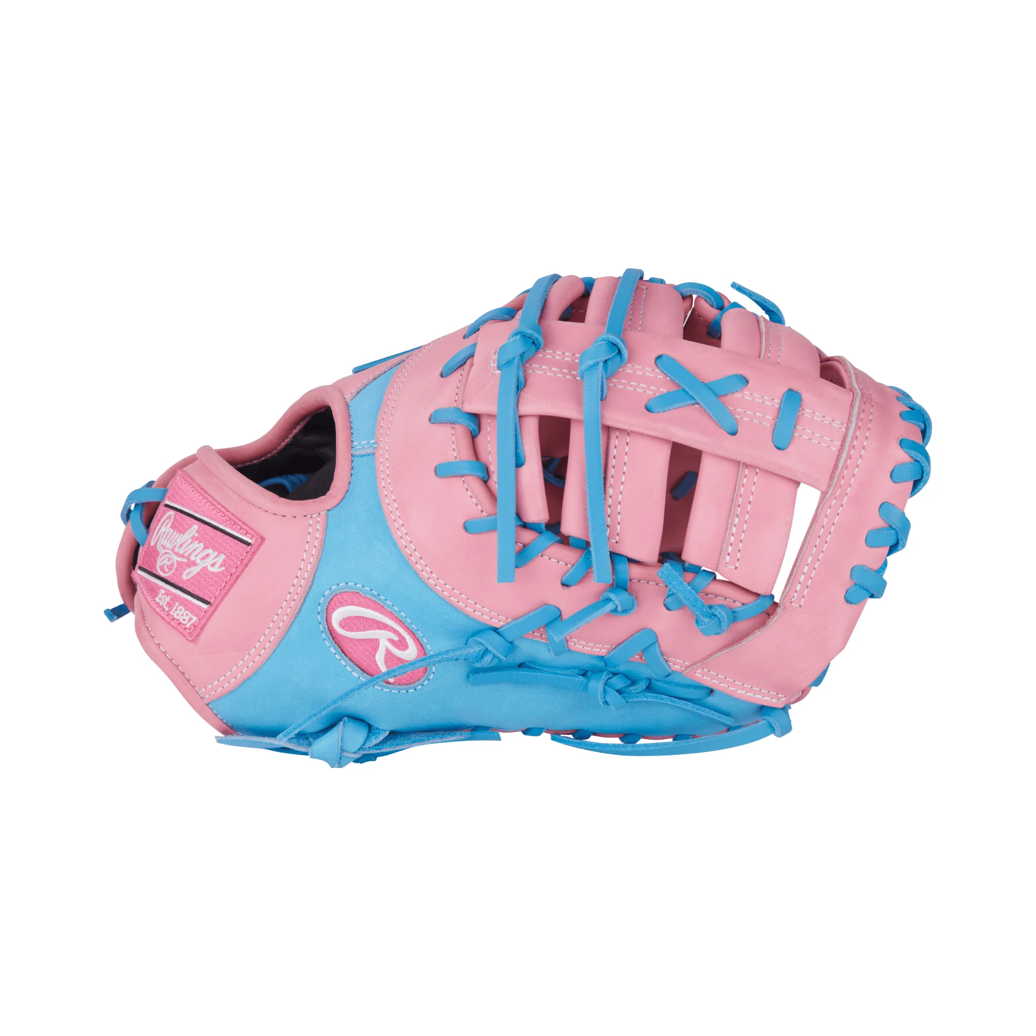 Rawlings Heart of the Hide Baseball First Base Mitt 12.25" Pink/Columbia Blue - Image 4