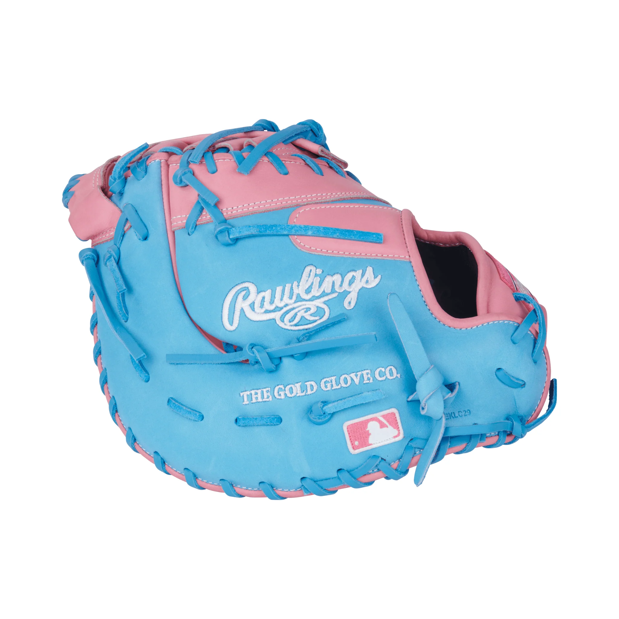 Rawlings Heart of the Hide Baseball First Base Mitt 12.25" Pink/Columbia Blue - Image 5