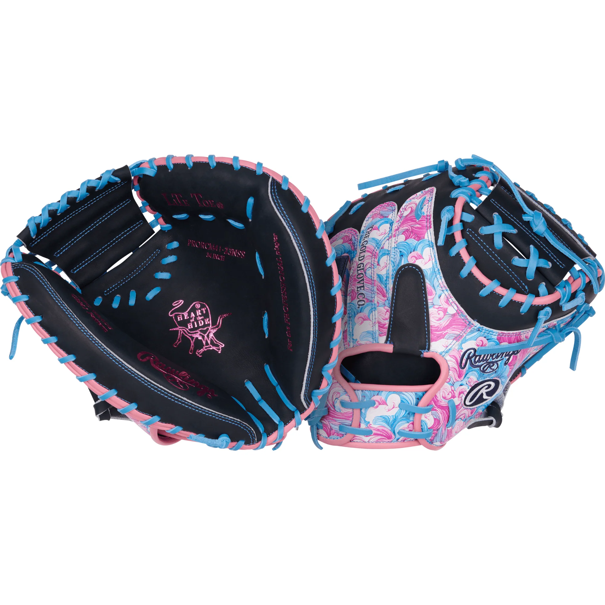 Rawlings Heart of the Hide Colorsync 9.0 Catcher's Mitt 34" Navy/Columbia/Waves - Image 5