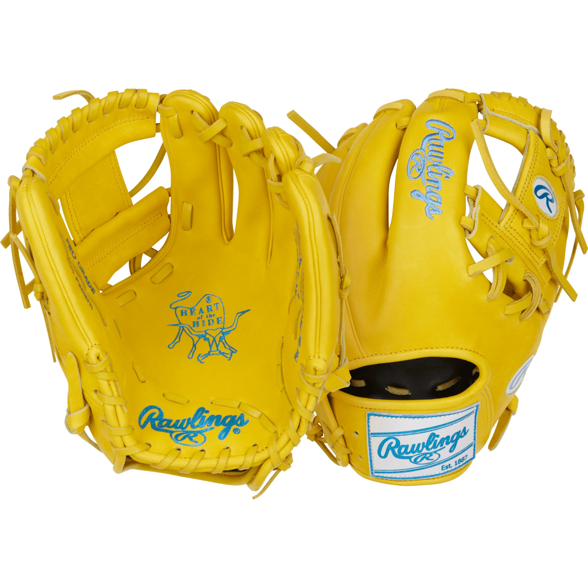 Rawlings Heart of the Hide ColorSync 9.0 Infield Glove 11.5" Yellow/Blue - Image 6