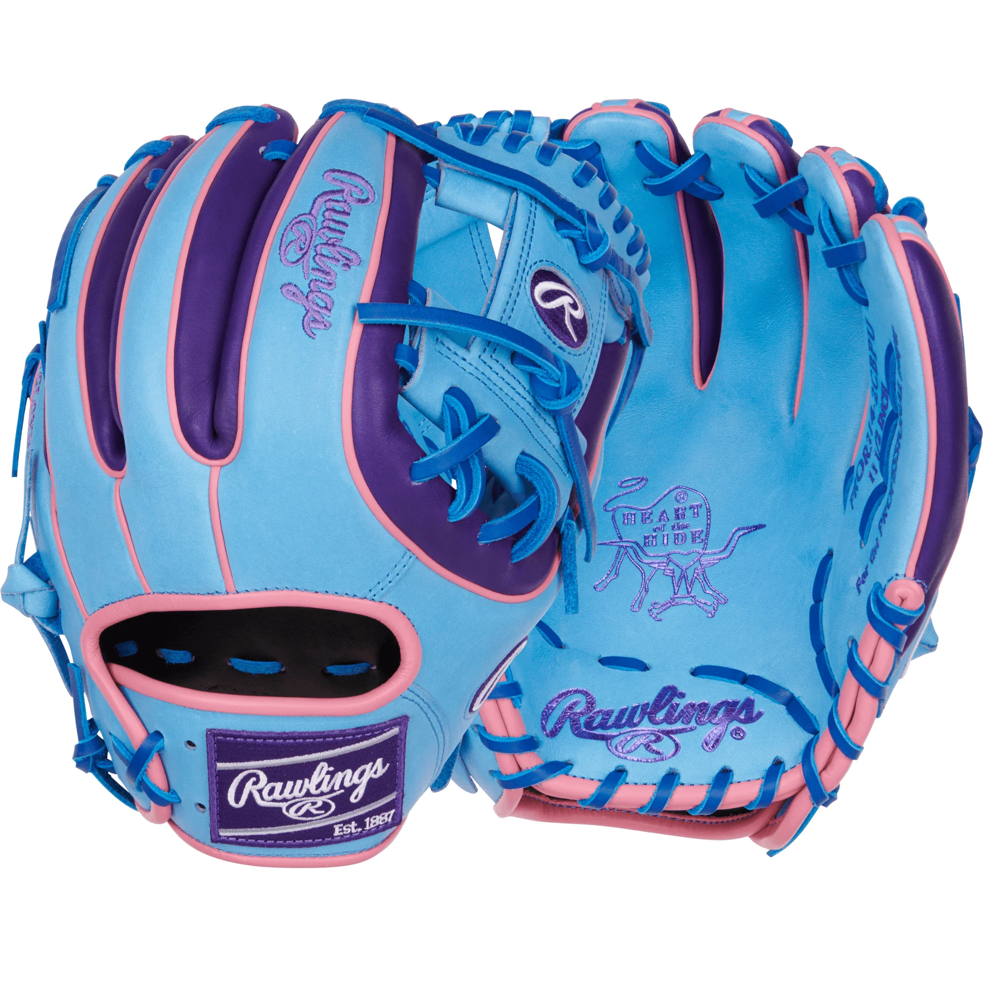 Rawlings Heart of the Hide Colorsync 9.0 Infield Glove 11.5" Columbia/Purple/Pink