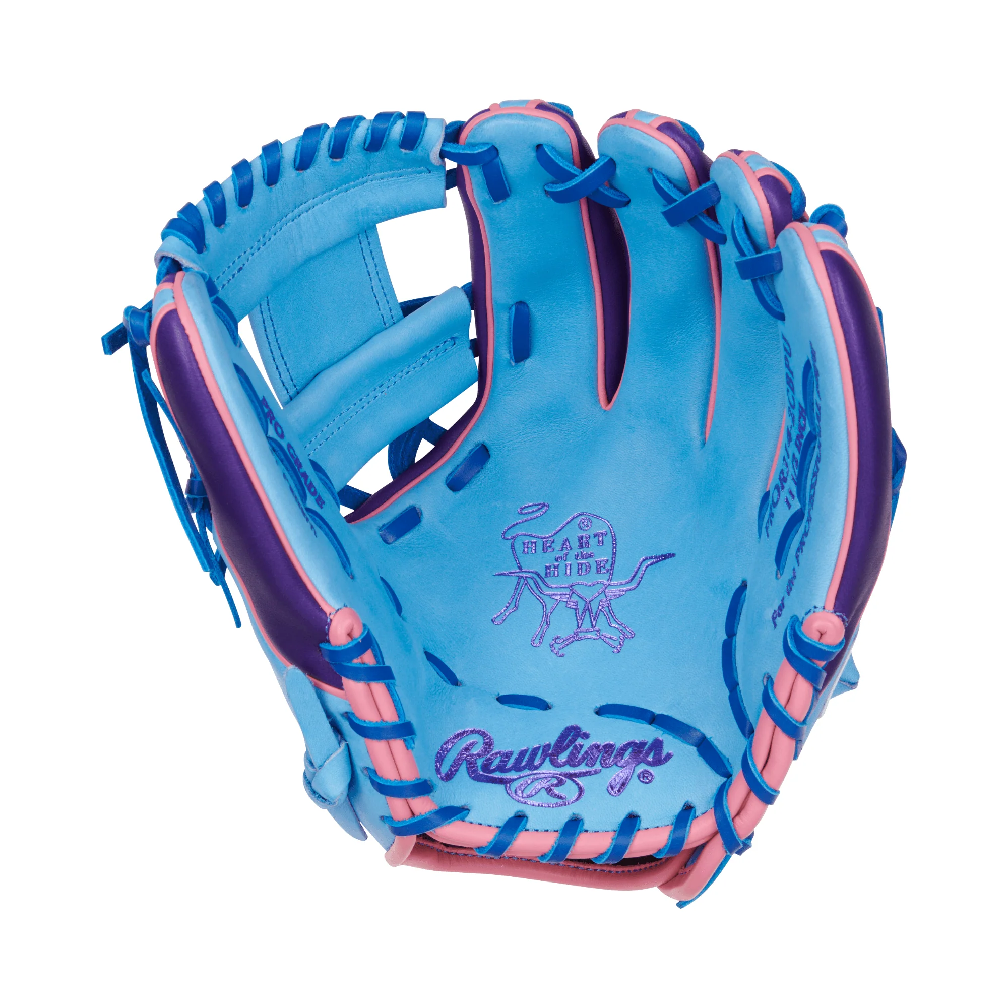 Rawlings Heart of the Hide Colorsync 9.0 Infield Glove 11.5" Columbia/Purple/Pink - Image 3
