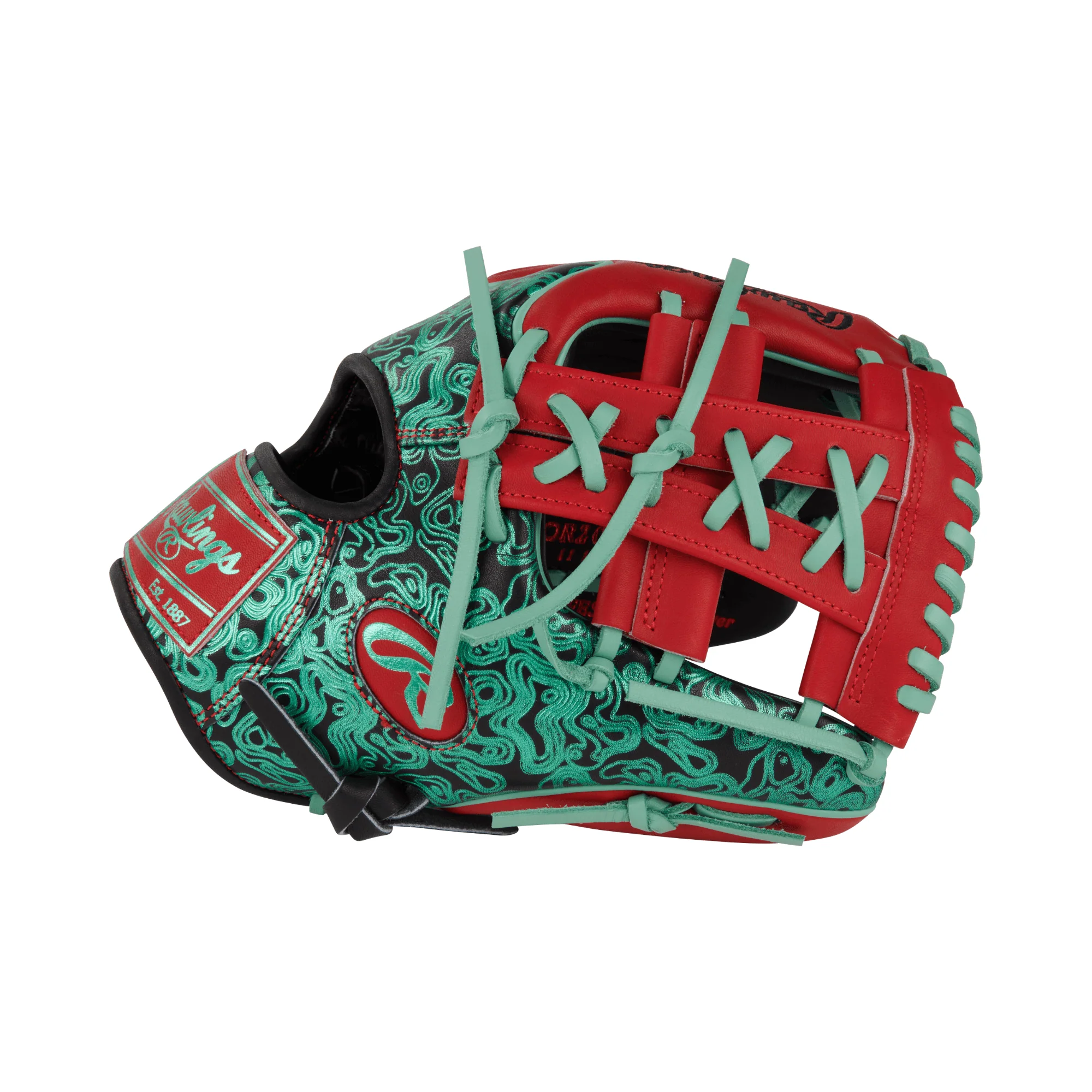 Rawlings Heart of the Hide Colorsync 9.0 Infield Glove 11.5" Mint Geoprint - Image 5