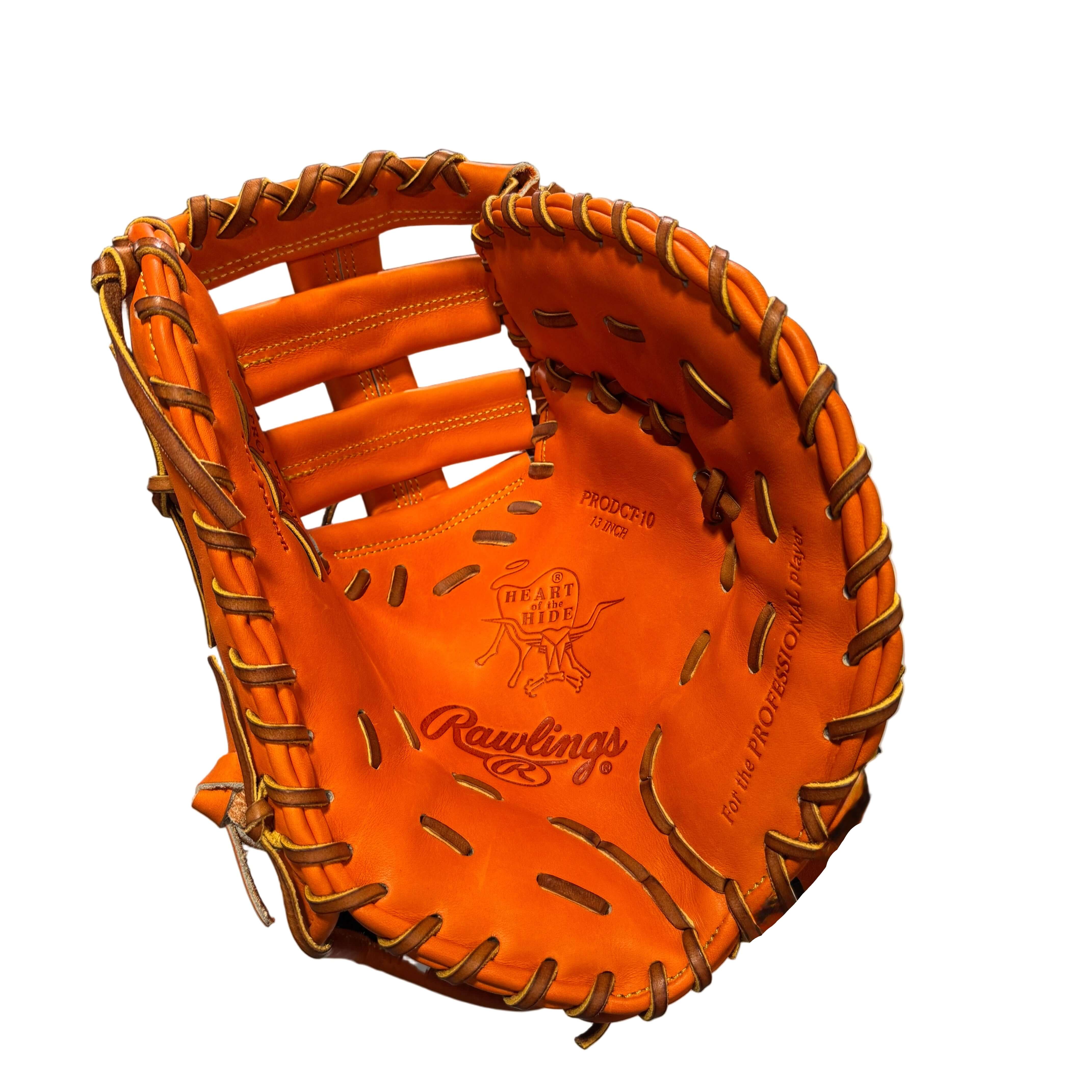 Rawlings Heart of The Hide Custom 13" Baseball First Base Mitt - DCT Pattern - Orange - Image 3