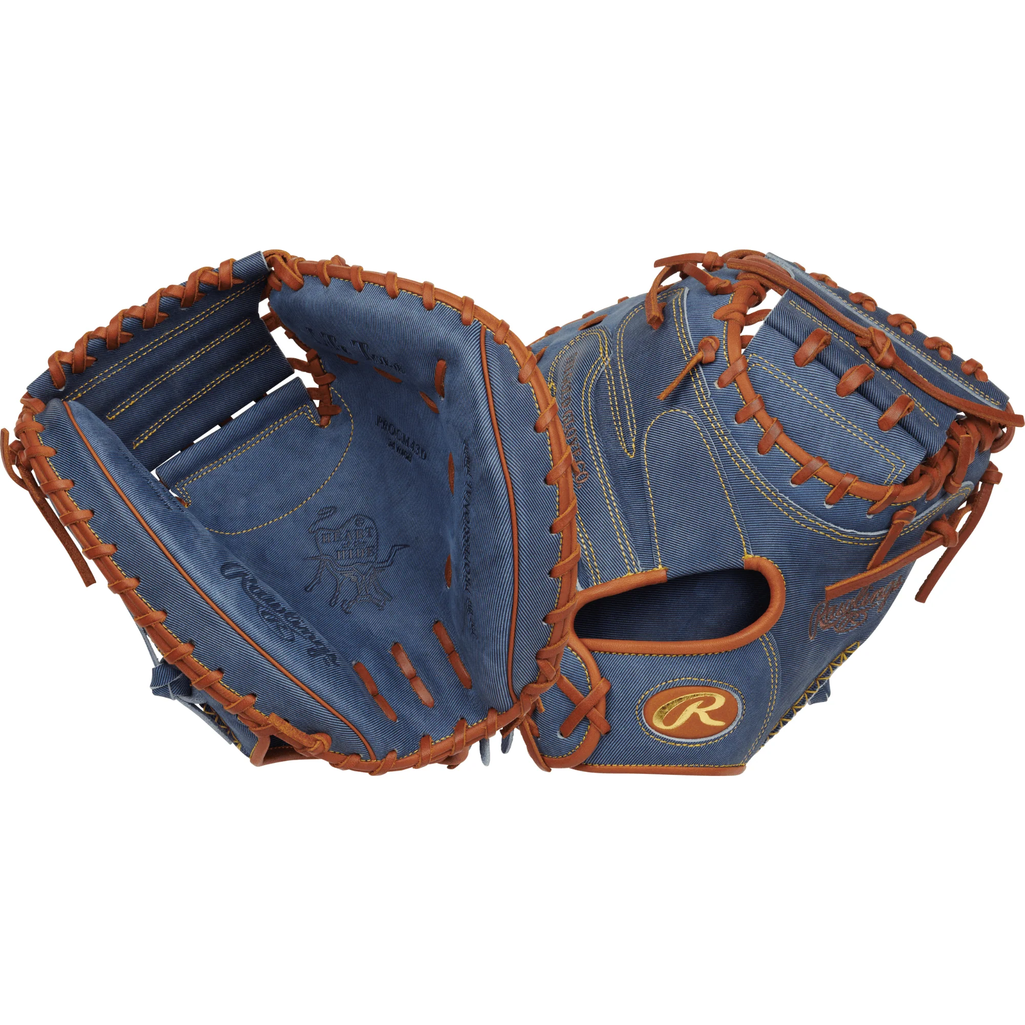 Rawlings Heart of the Hide Pro Label Denim Edition Catchers Mitt 34" RHT - Image 7
