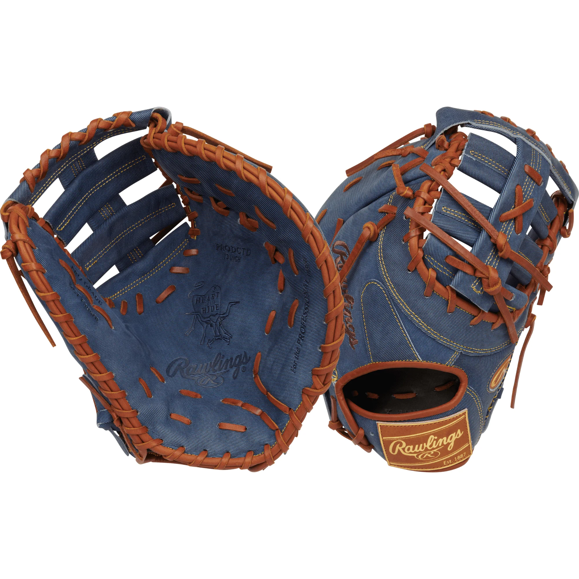Rawlings Heart of the Hide Pro Label Denim Edition First Base Mitt 13" LHT - Image 2