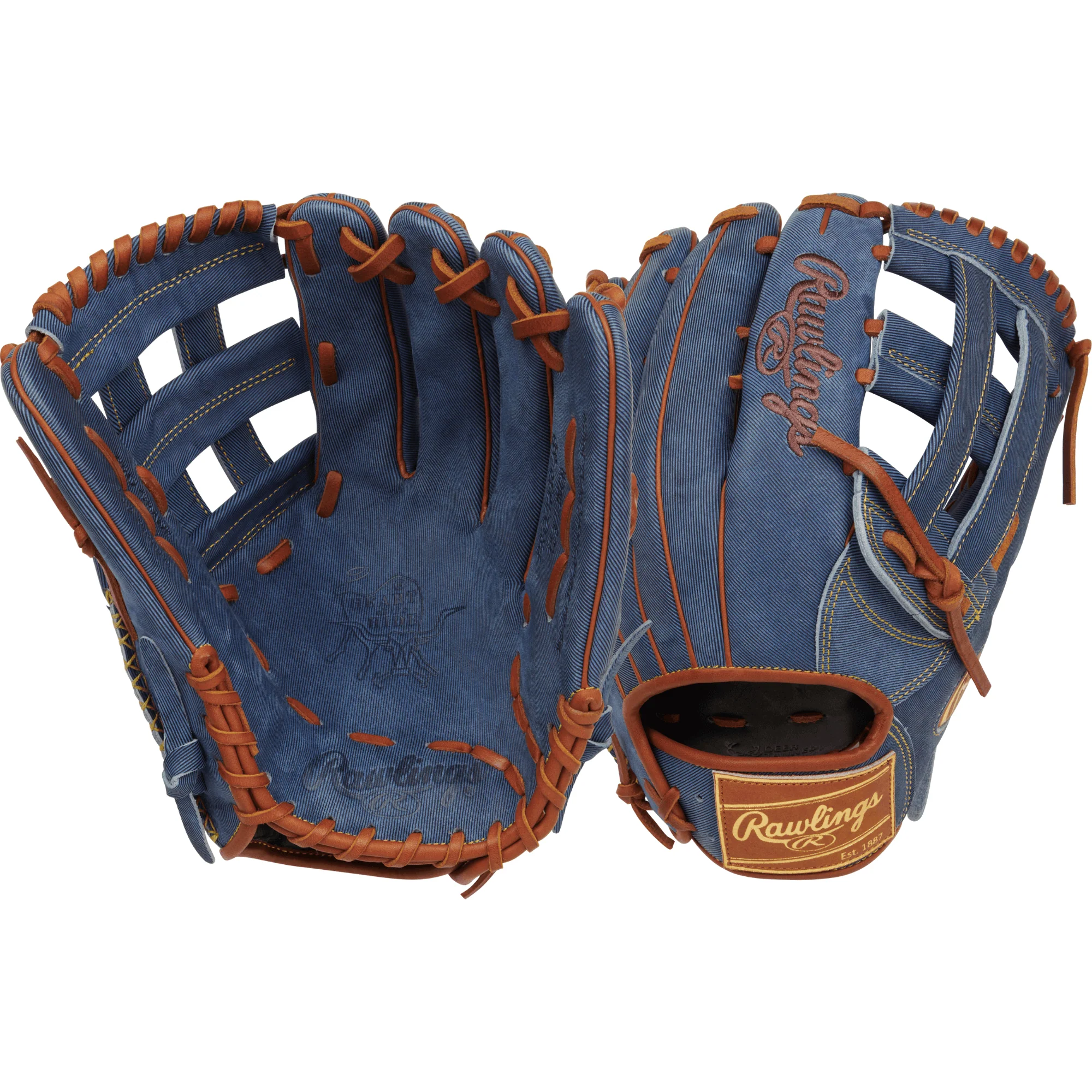 Rawlings Heart of the Hide Pro Label Denim Edition Outfield Glove 12.5" LHT - Image 2