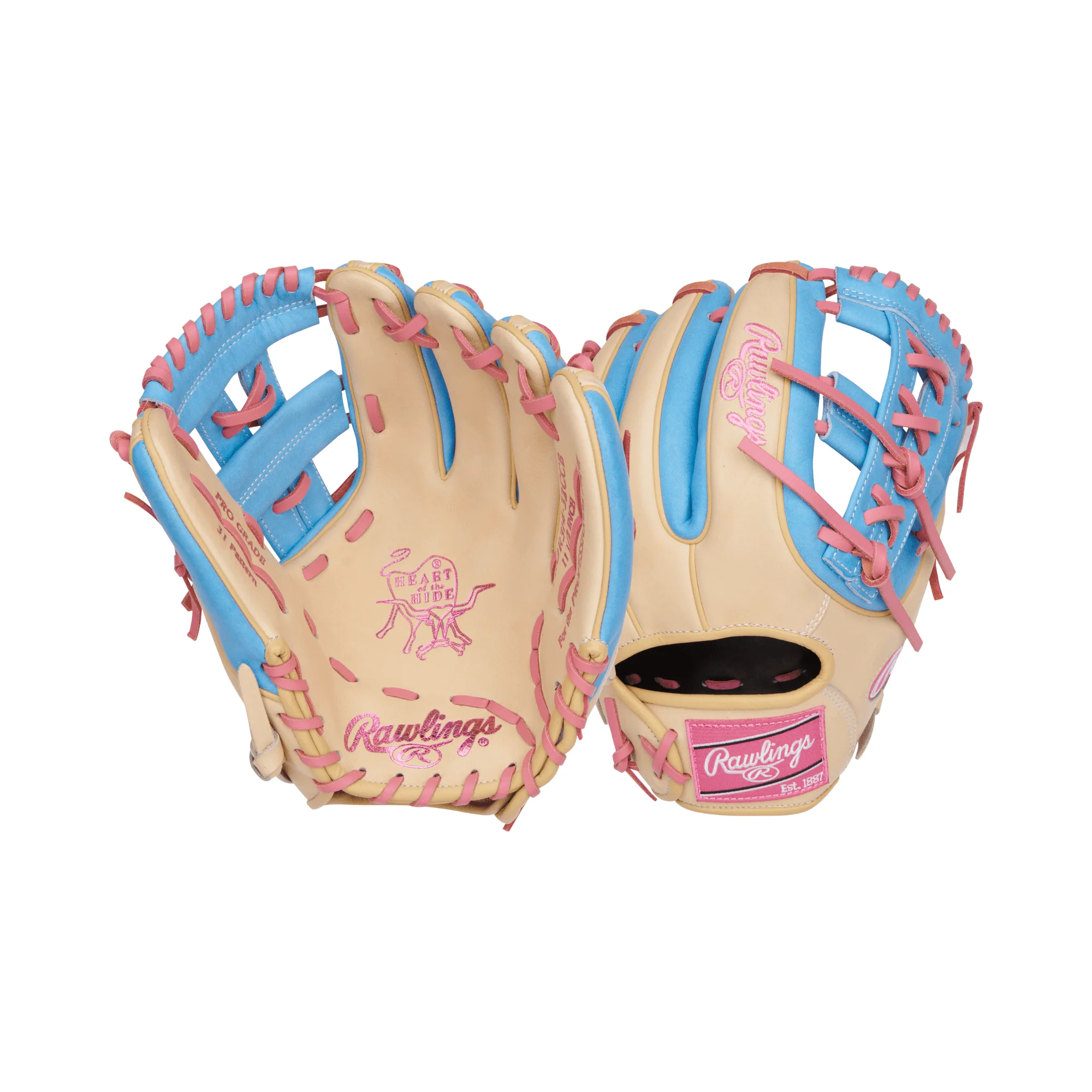Rawlings Heart of the Hide Series Infield Glove 11.5" - Camel/Col. Blue - Image 3