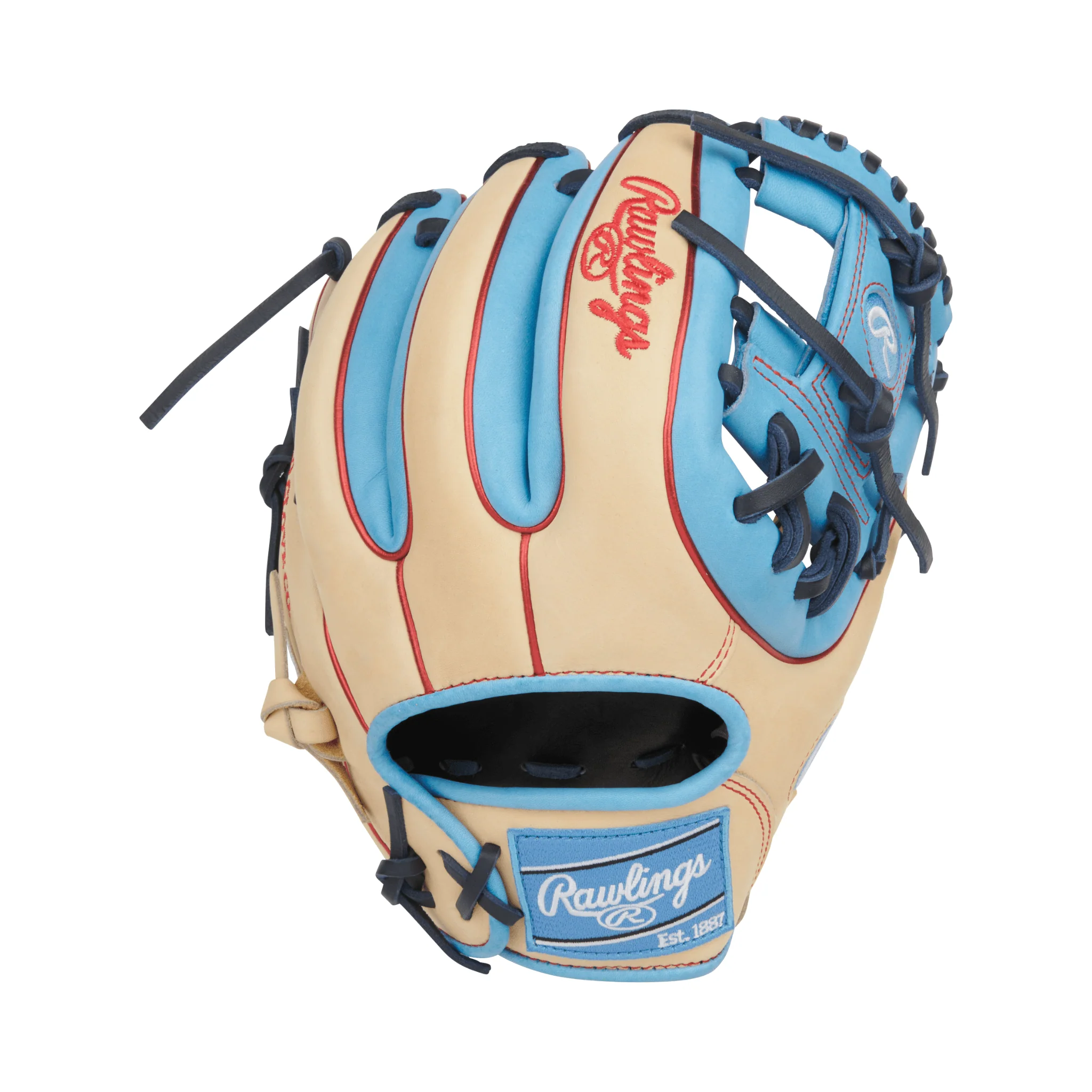 Rawlings Heart of the Hide Series Infield Baseball Glove 11.5" Camel/Columbia Blue - Image 2